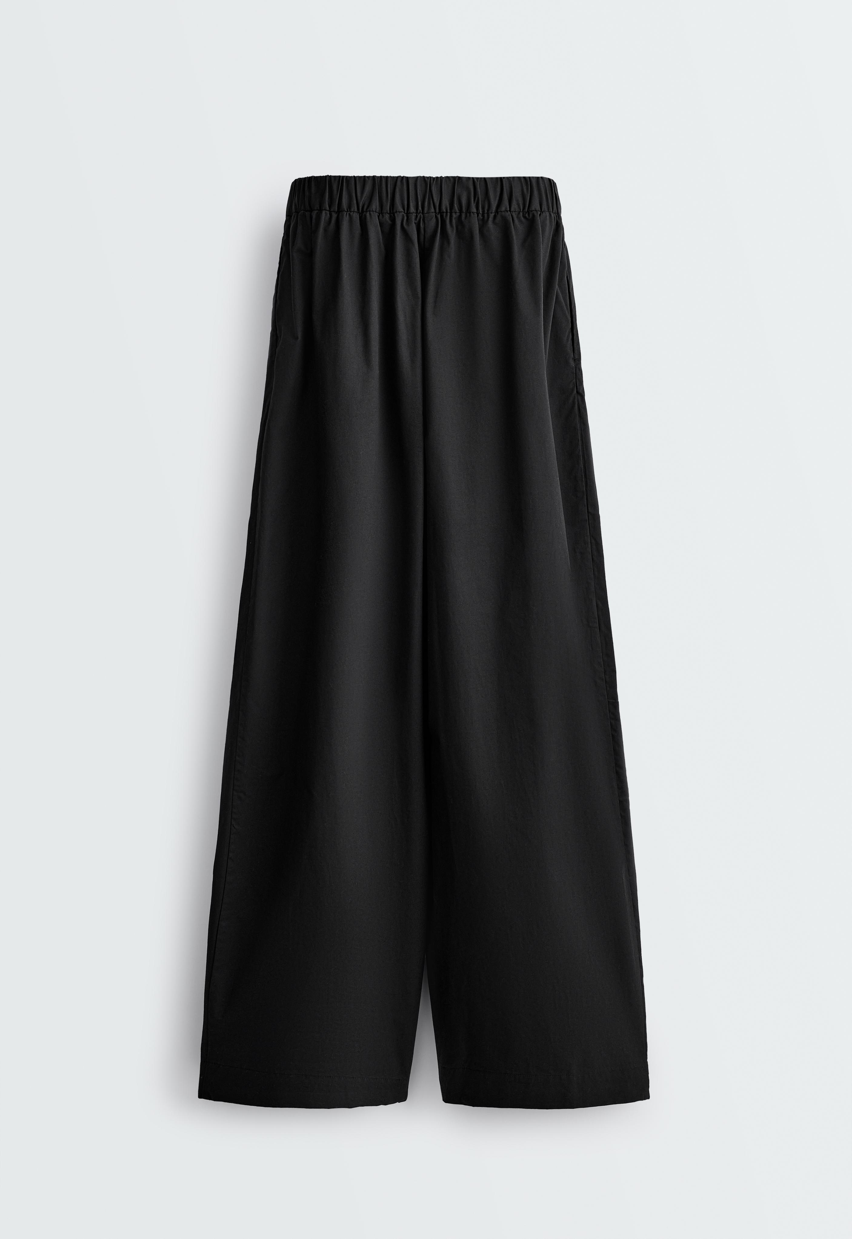 100% cotton tapered trousers — BLACK