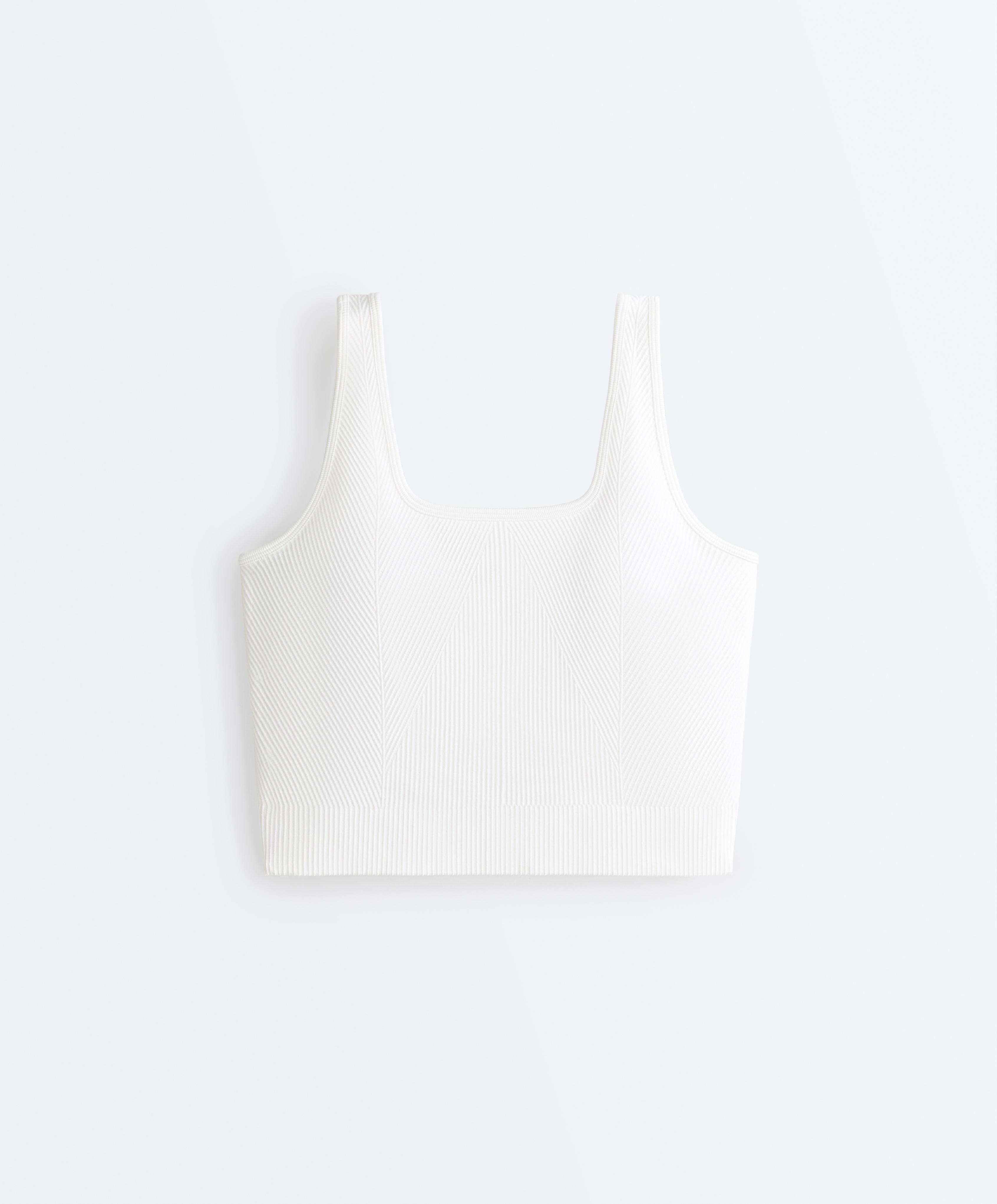 Seamless square neck tank top — WHITE