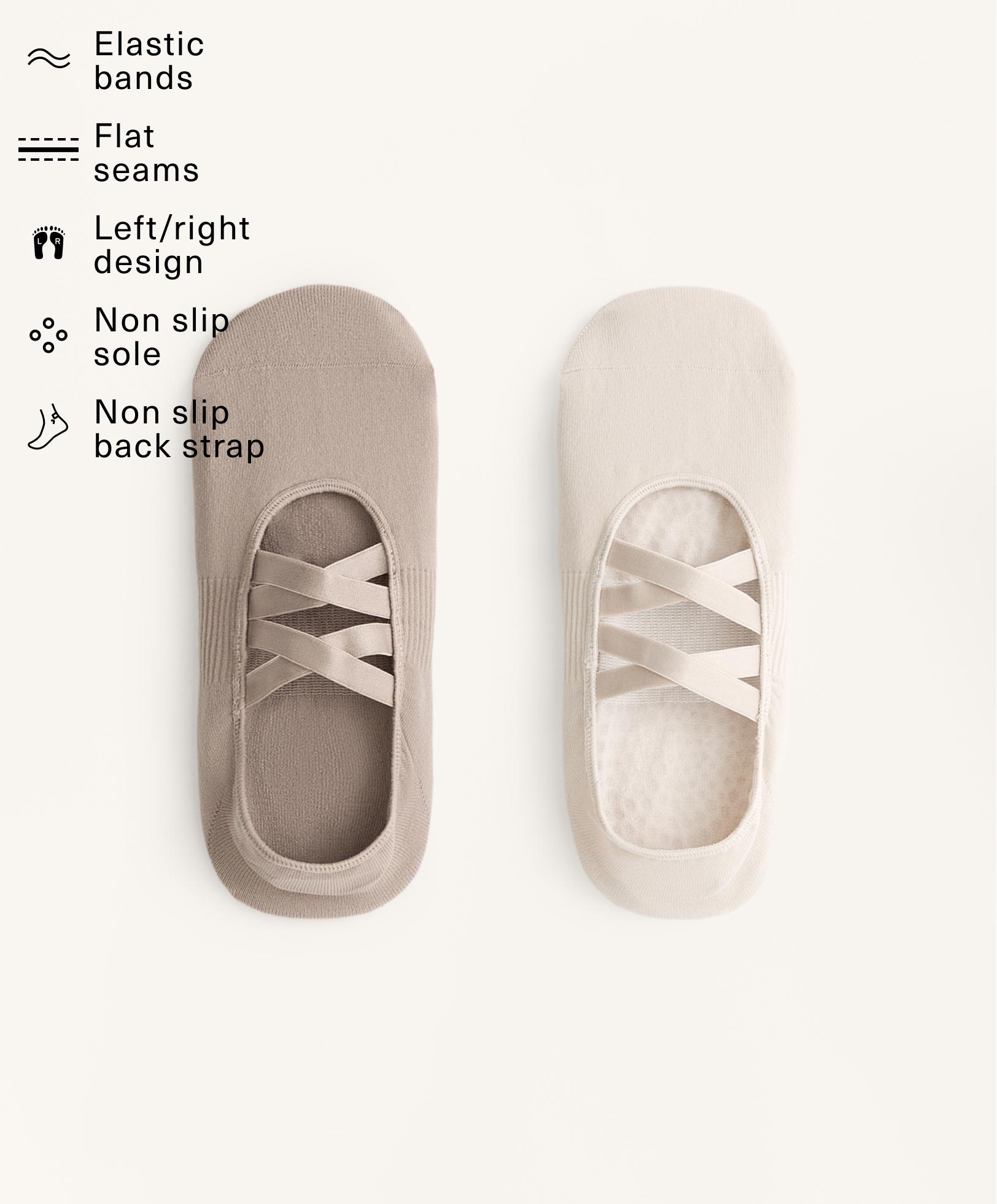 Pack de 2 pares de meias para Yoga e Pilates em mistura de poliamida com tiras duplas