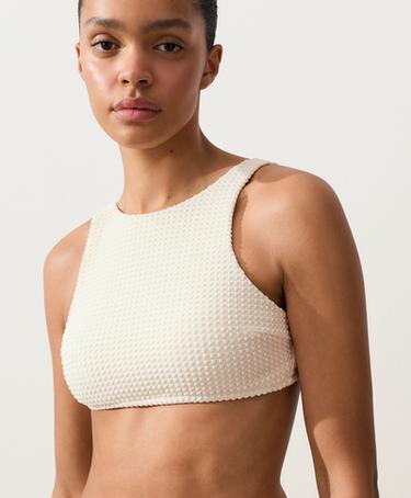 Bubble-texture crochet bikini top — ECRU 3
