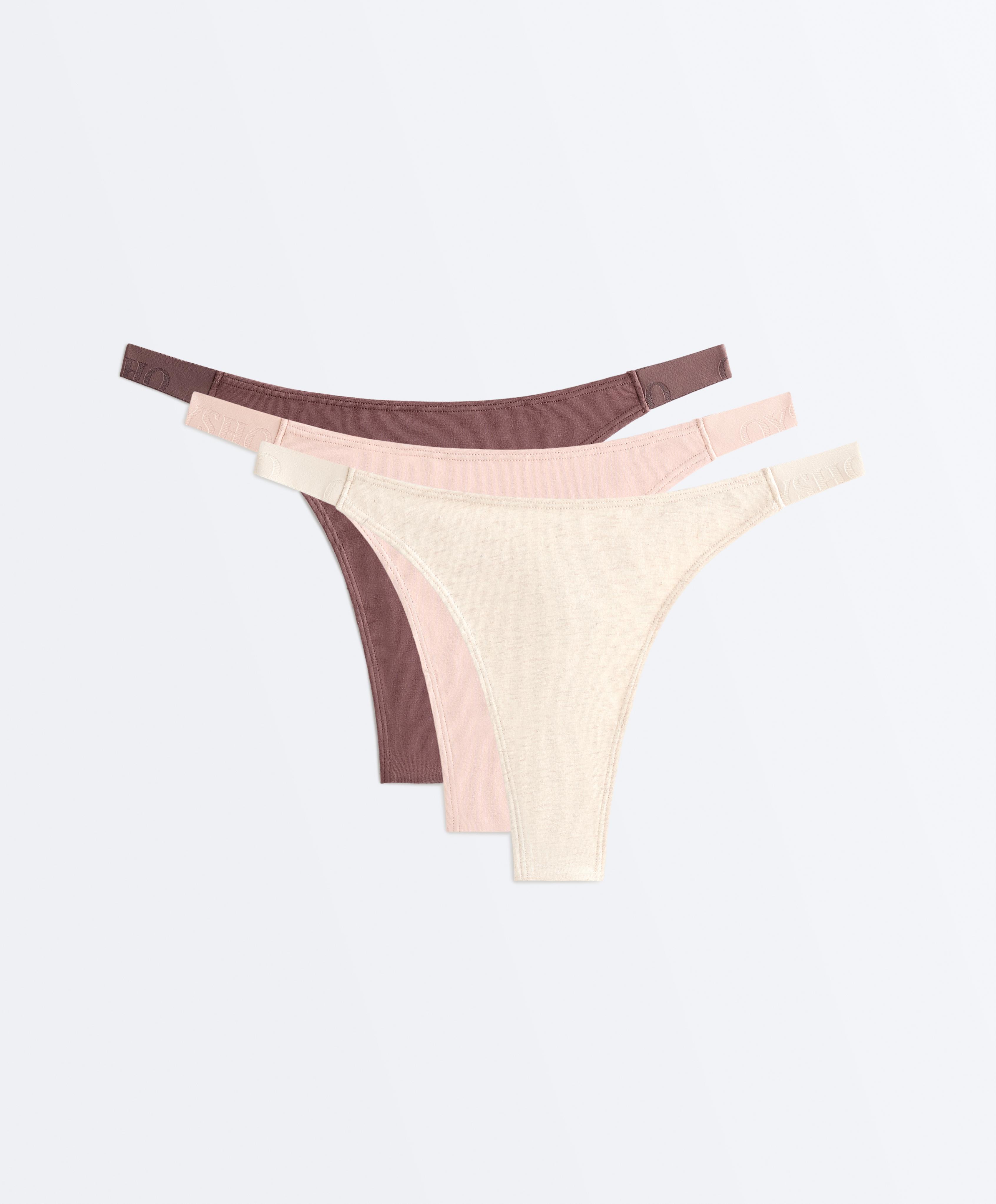 3 cotton blend thongs with logo