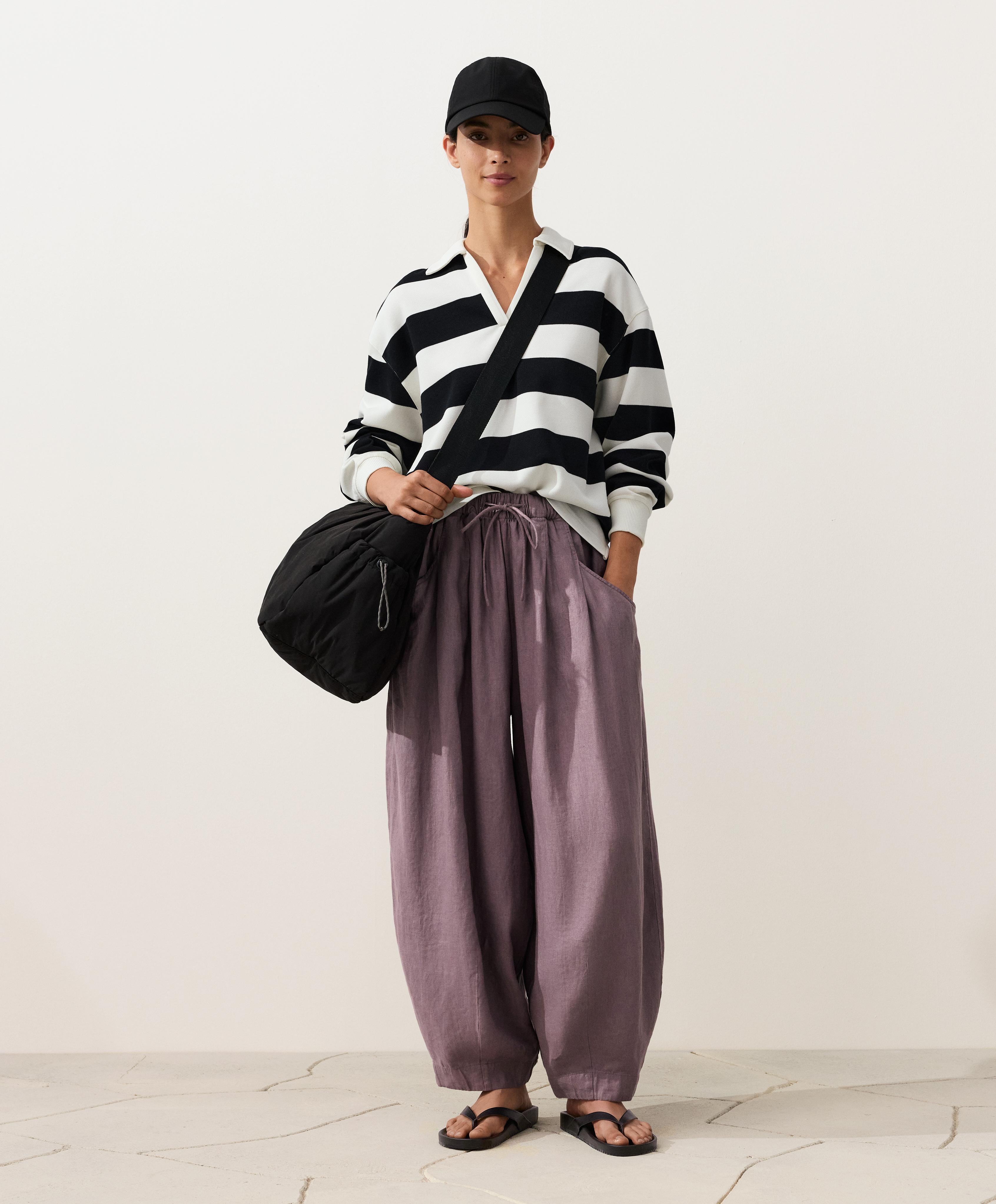100% linen balloon trousers — DUSTY LILAC