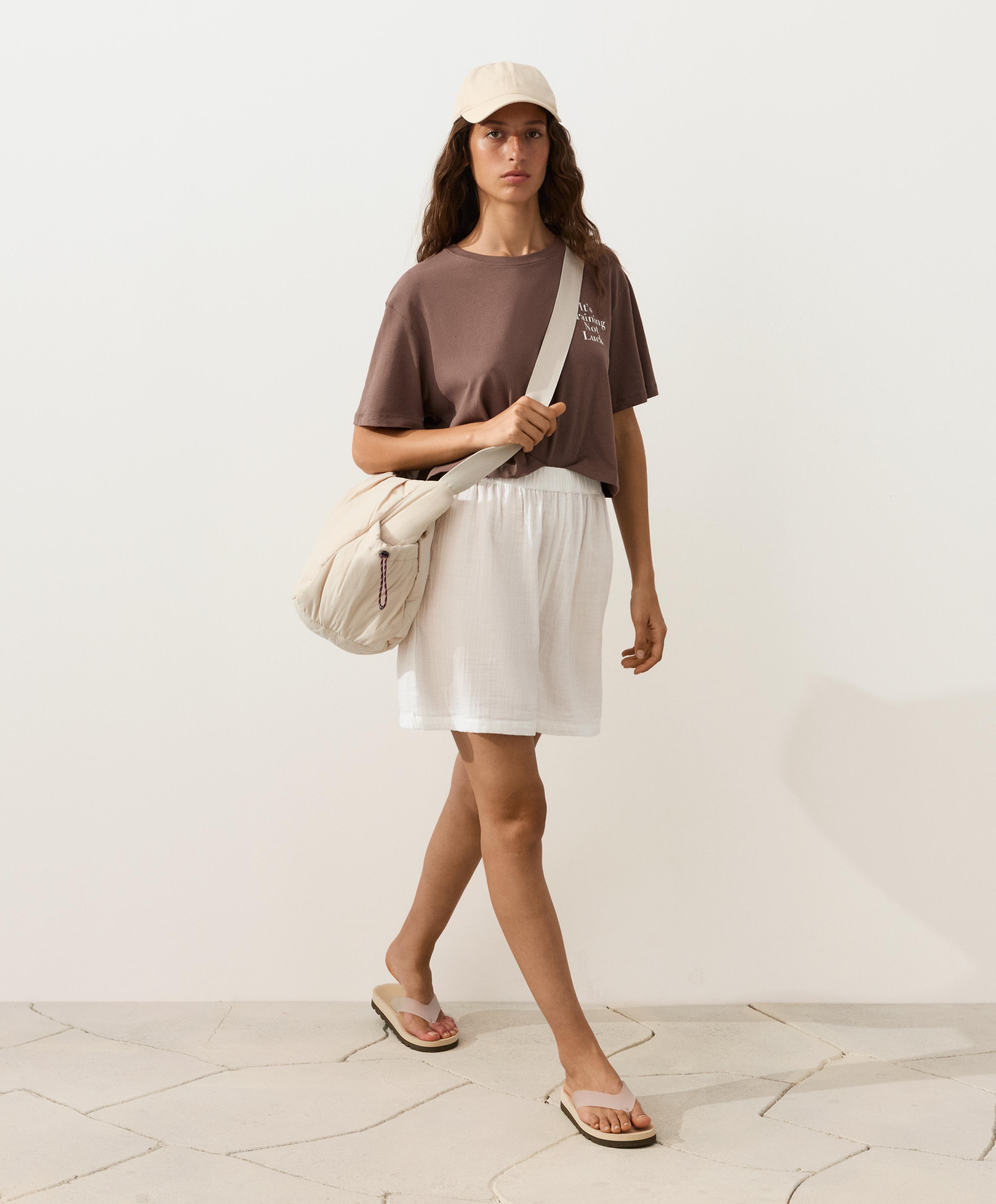 100% cotton gauze bermuda shorts — WHITE