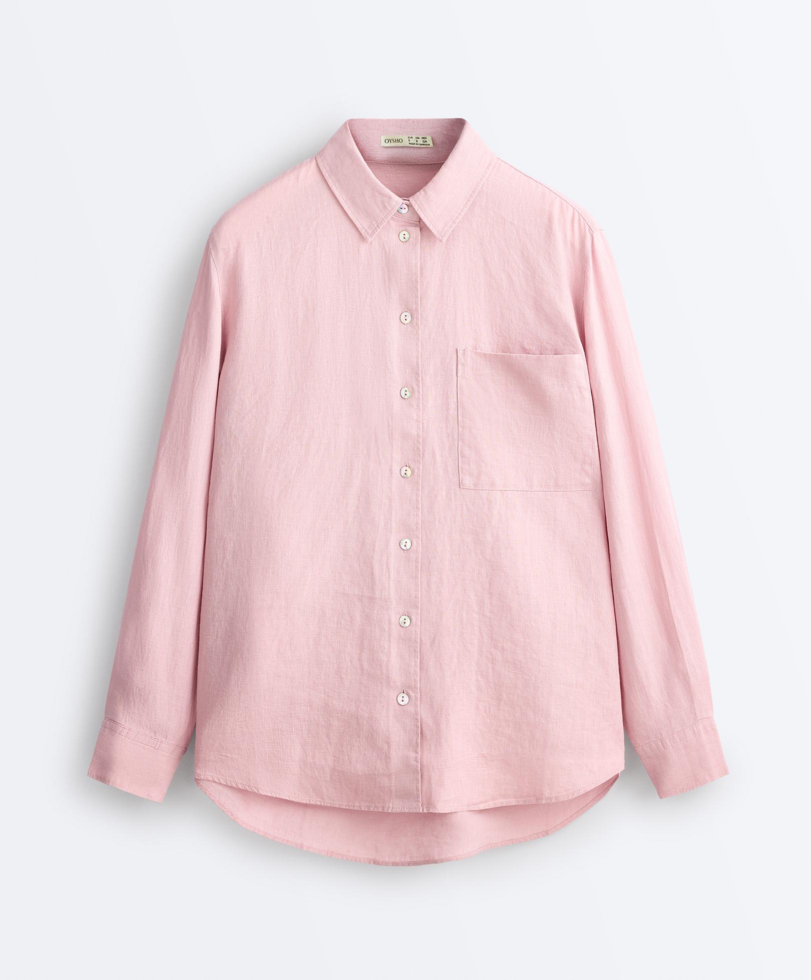 100% linen relaxed shirt — DUSTY PINK