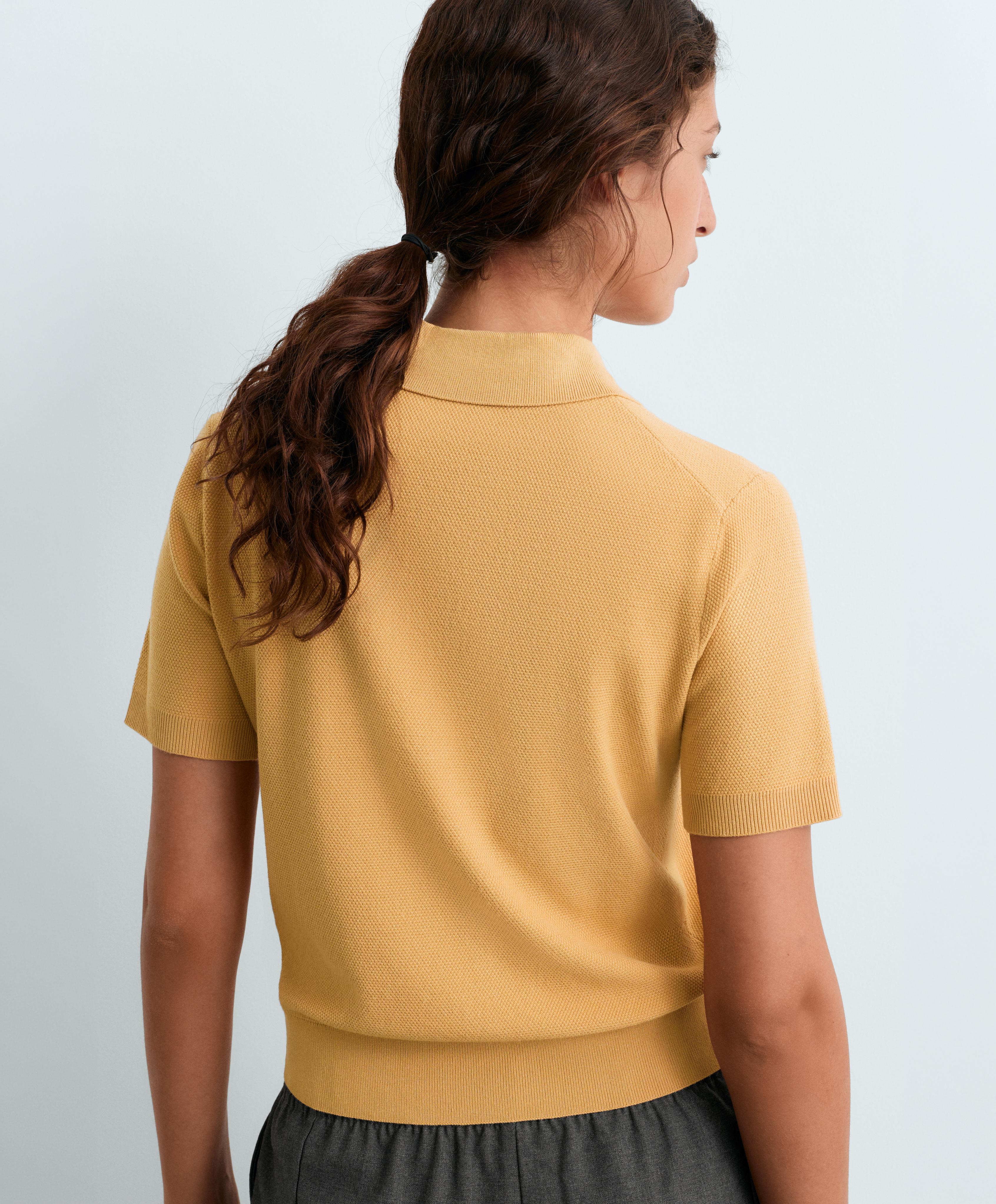 Short-sleeved button knit polo shirt — OCHRE