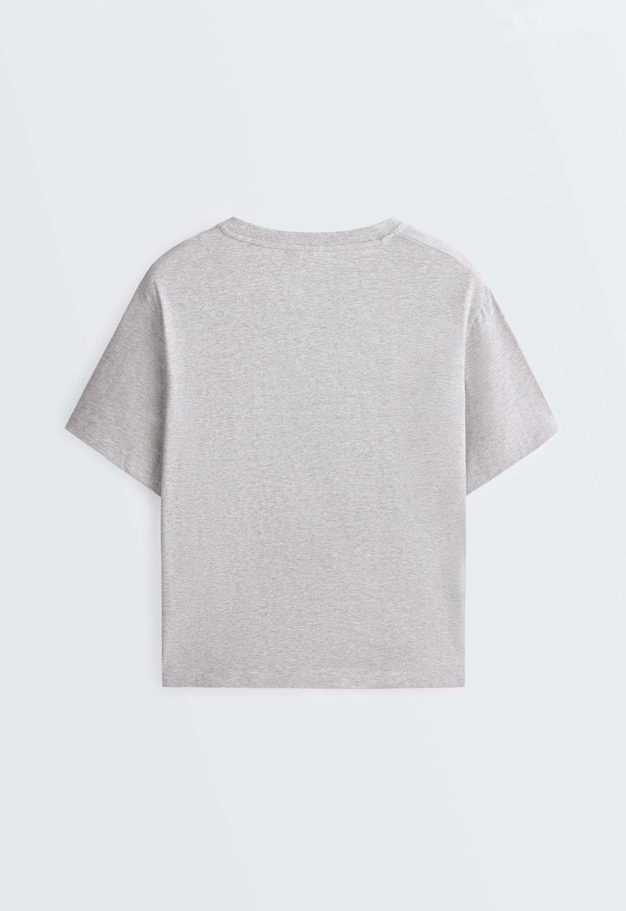 Boxy short-sleeved cotton blend T-shirt — PALE GREY