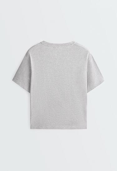 Boxy short-sleeved cotton blend T-shirt — PALE GREY 6