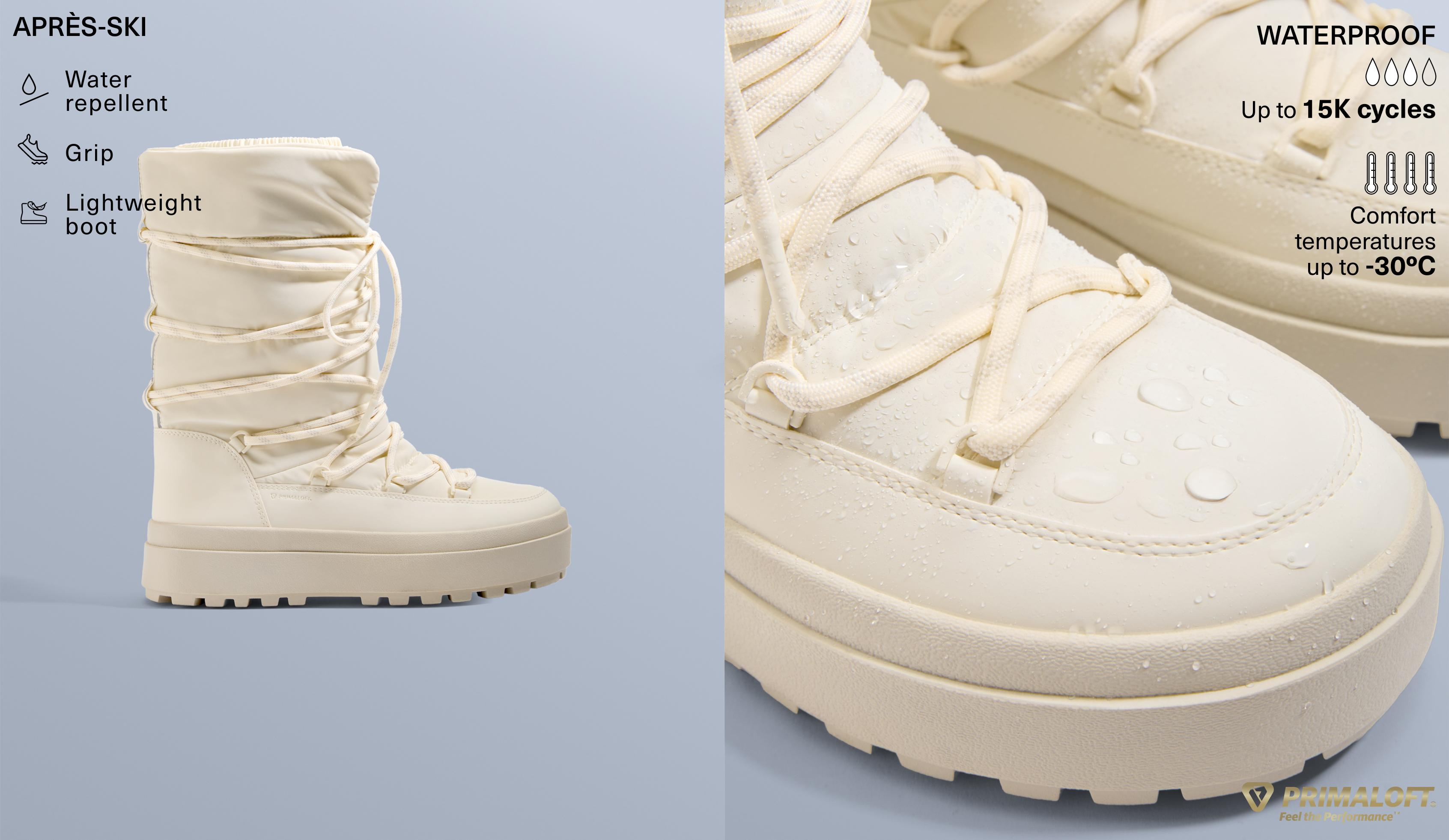 Laced nylon après-ski boots — ECRU
