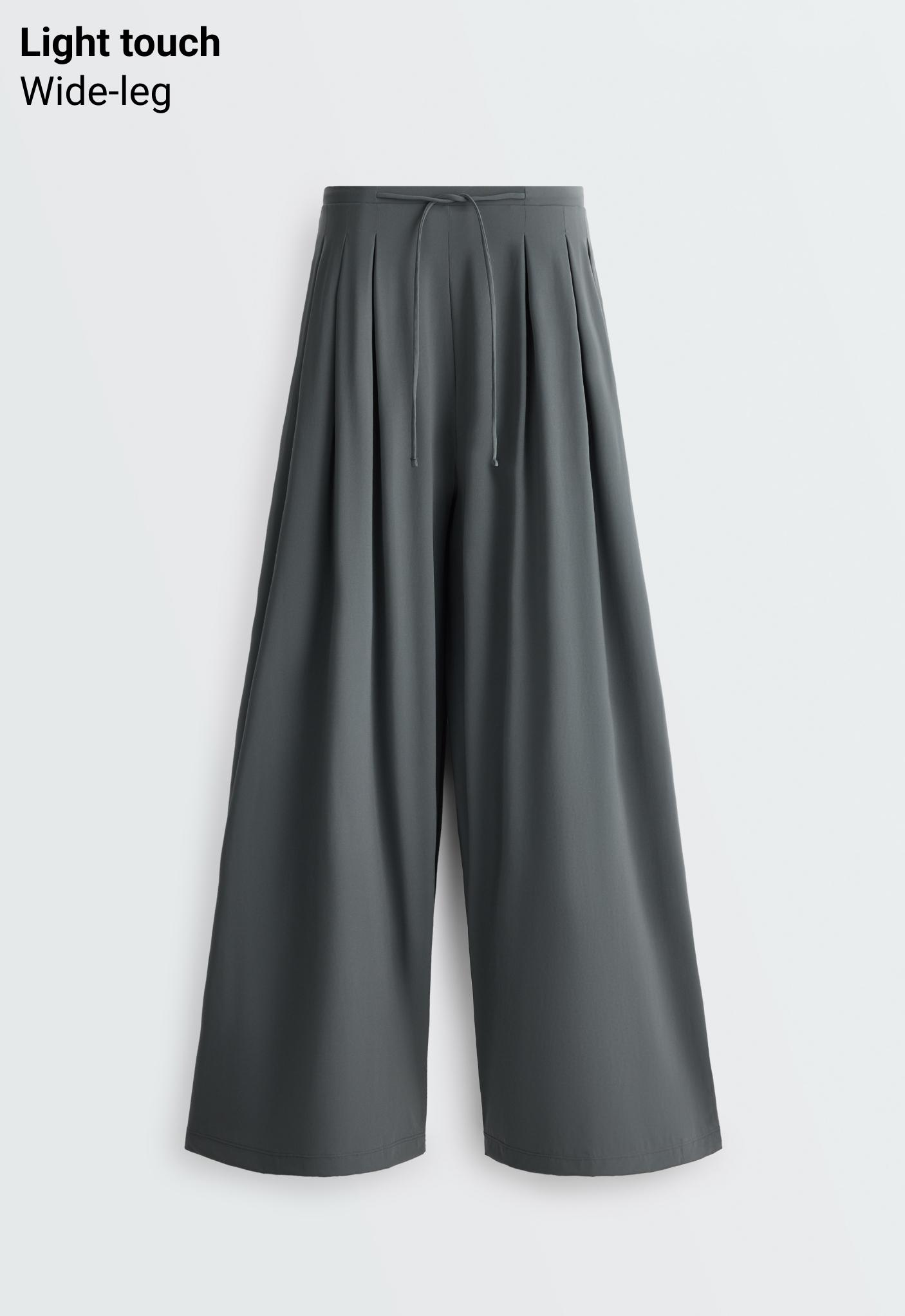 Light Touch wide-leg trousers with darts — STEEL GREY