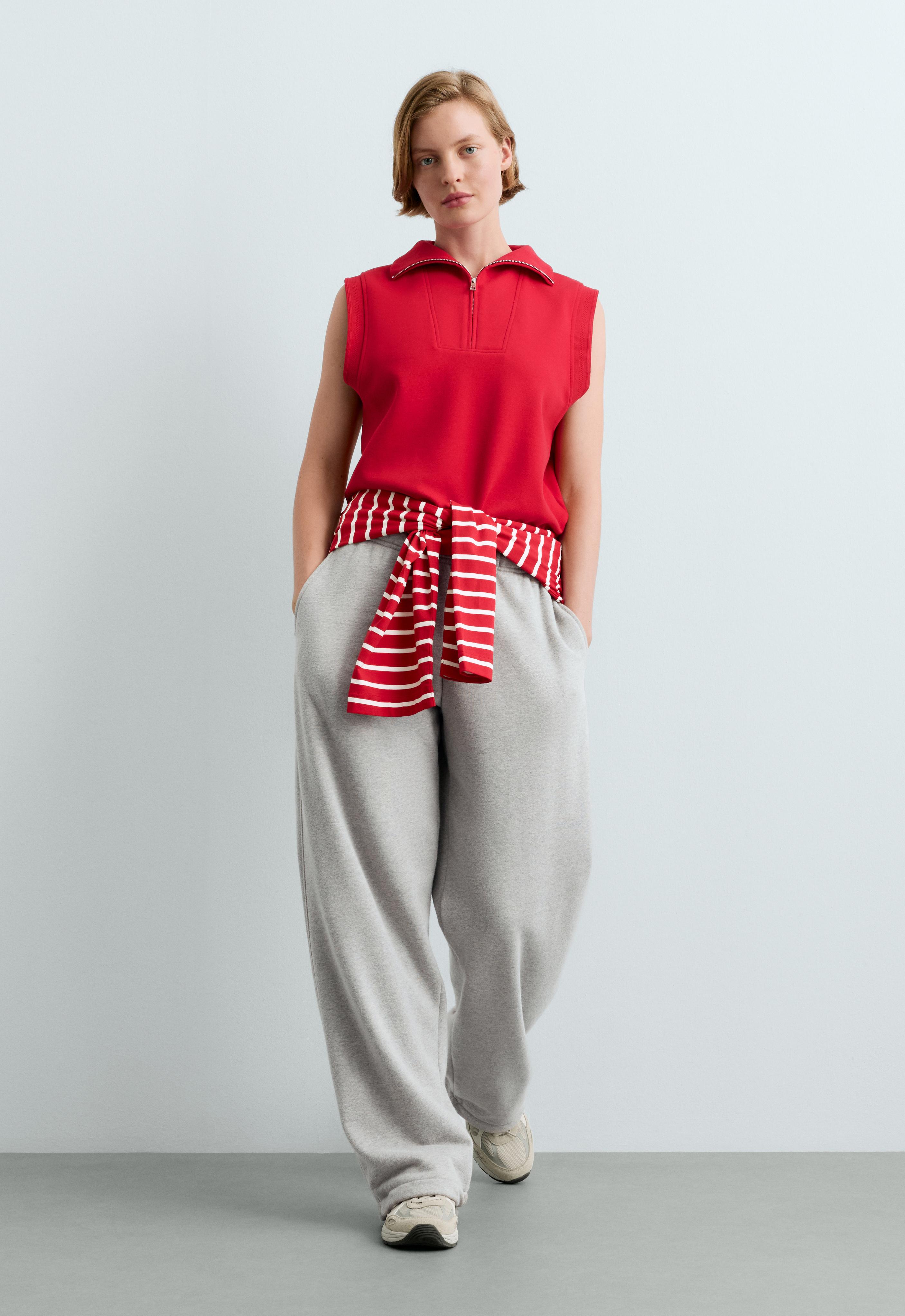 Cotton piqué sleeveless vest - Sale Cotton piqué sleeveless vest - Sale