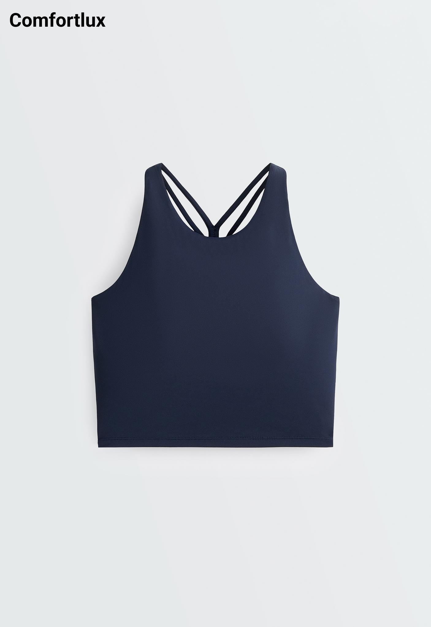 Comfortlux strappy tank top with cups — NAVY BLUE