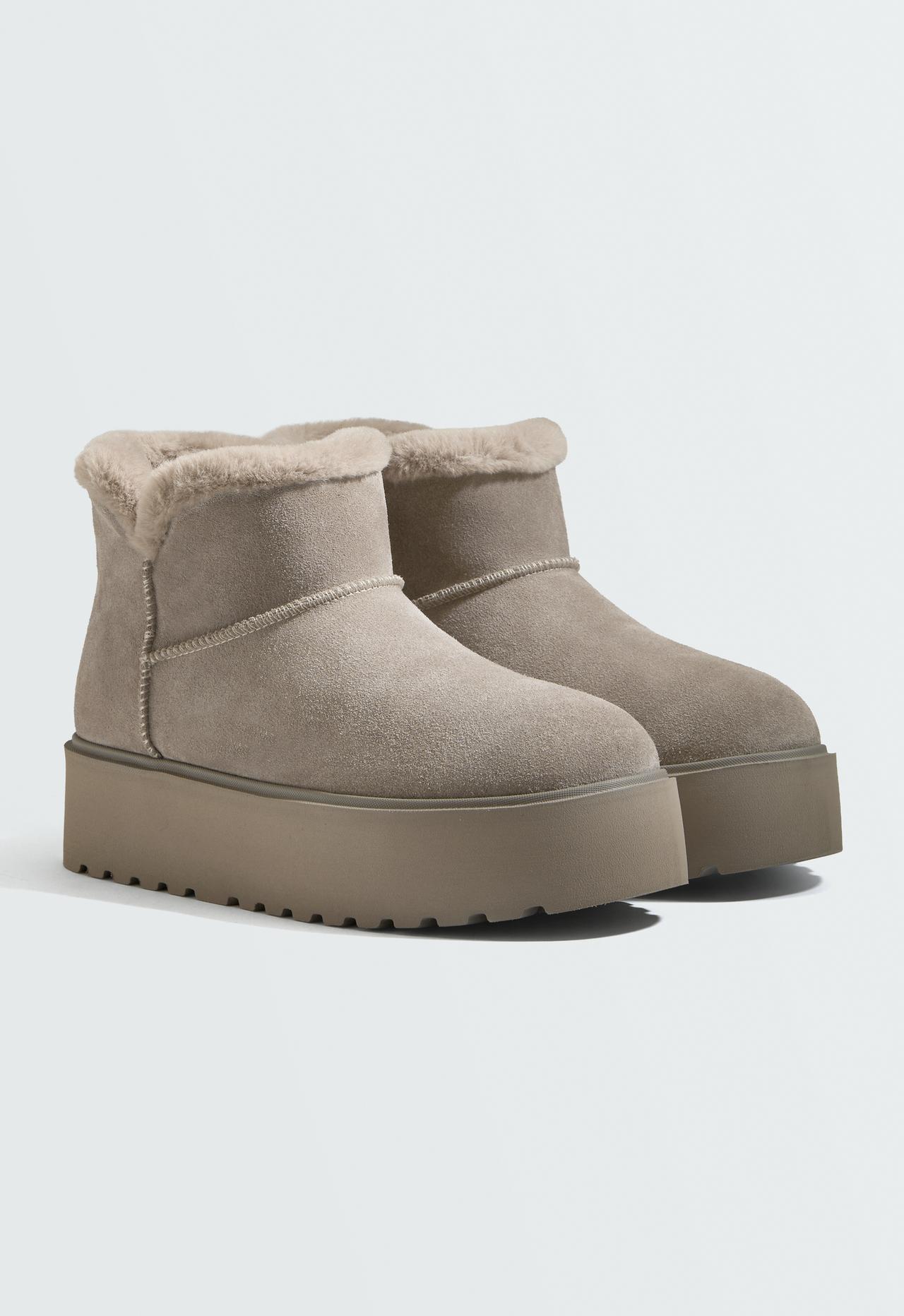 Leather platform boots — MINK