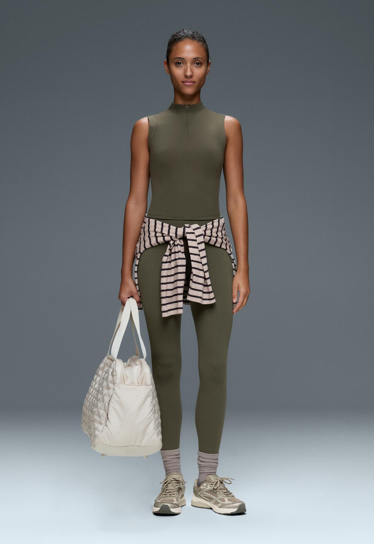 Comfortlux zip tank top — KHAKI