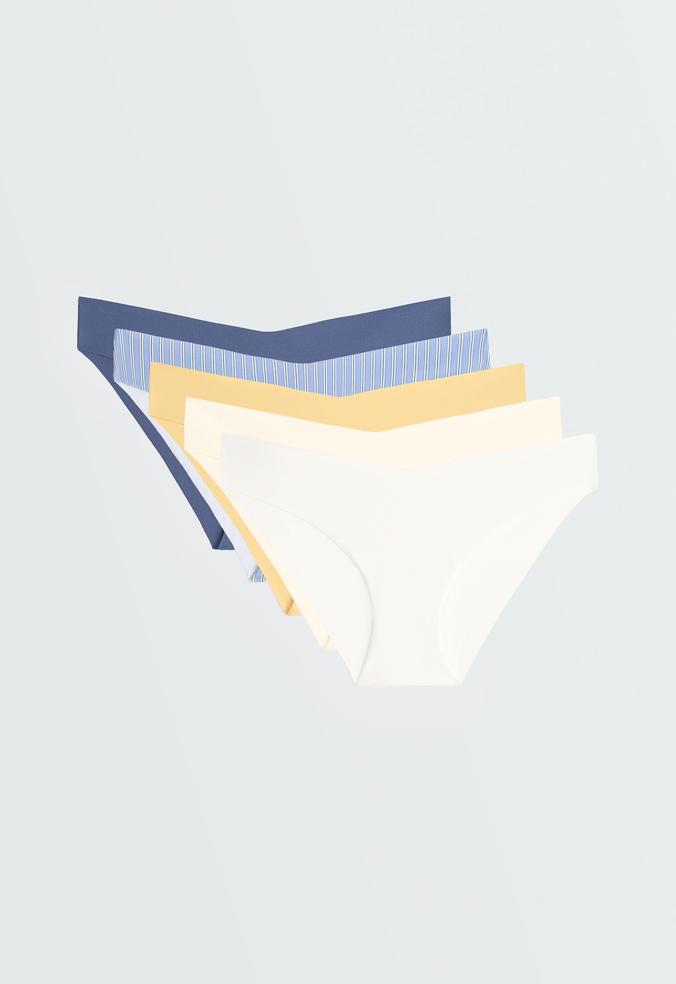 5 laser-cut invisible polyamide blend V-cut bikini briefs — MID-YELLOW
