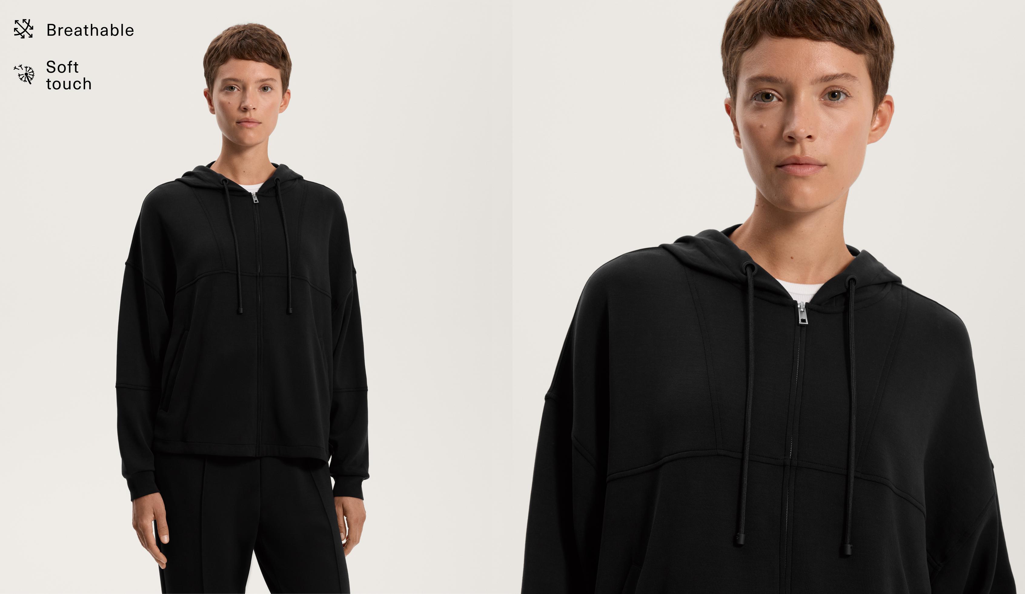 جاكيت بغطاء رأس ممزوج بالمودال ناعم الملمس