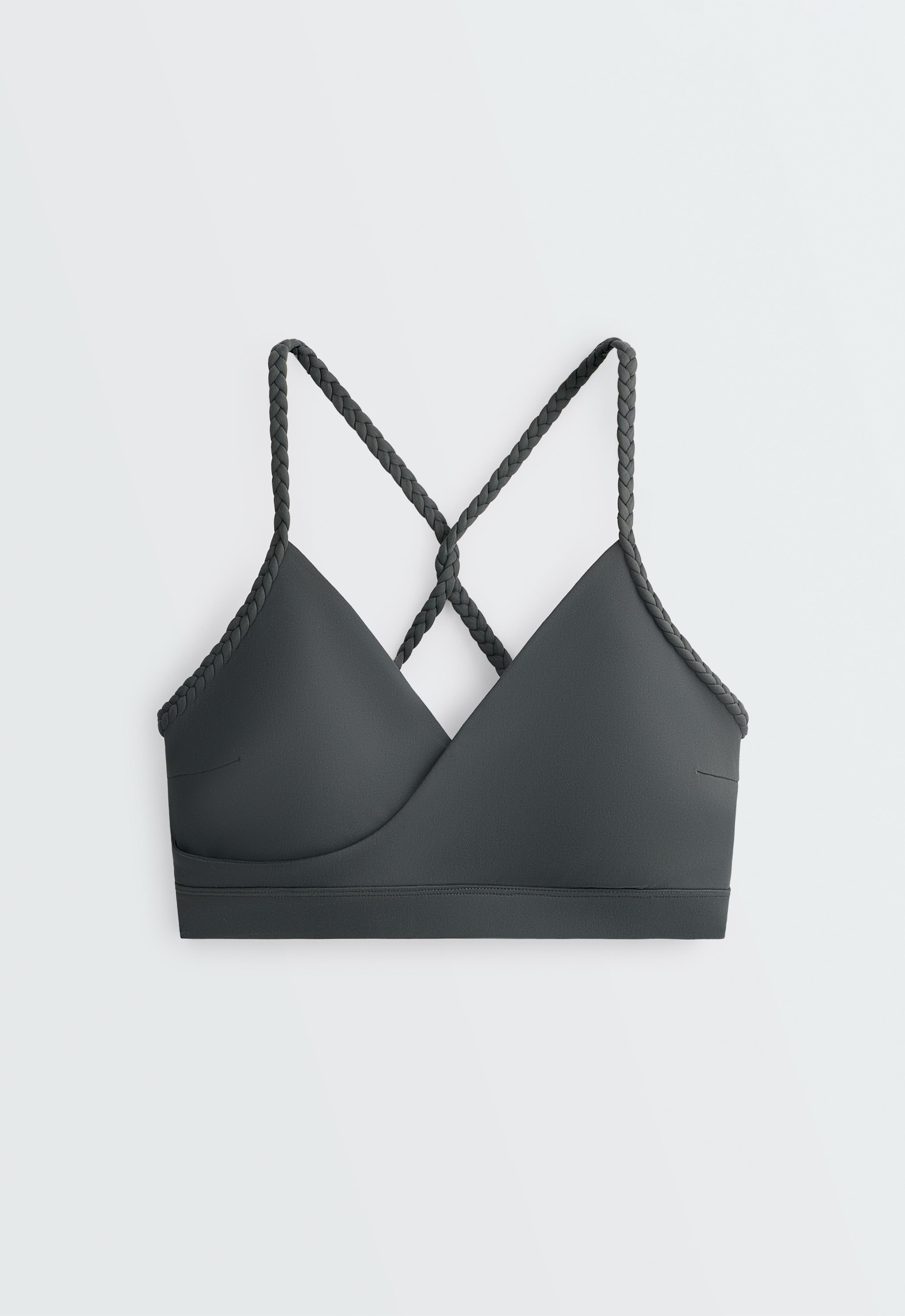 Medium-support braided Comfortlux sports bra — STEEL GREY