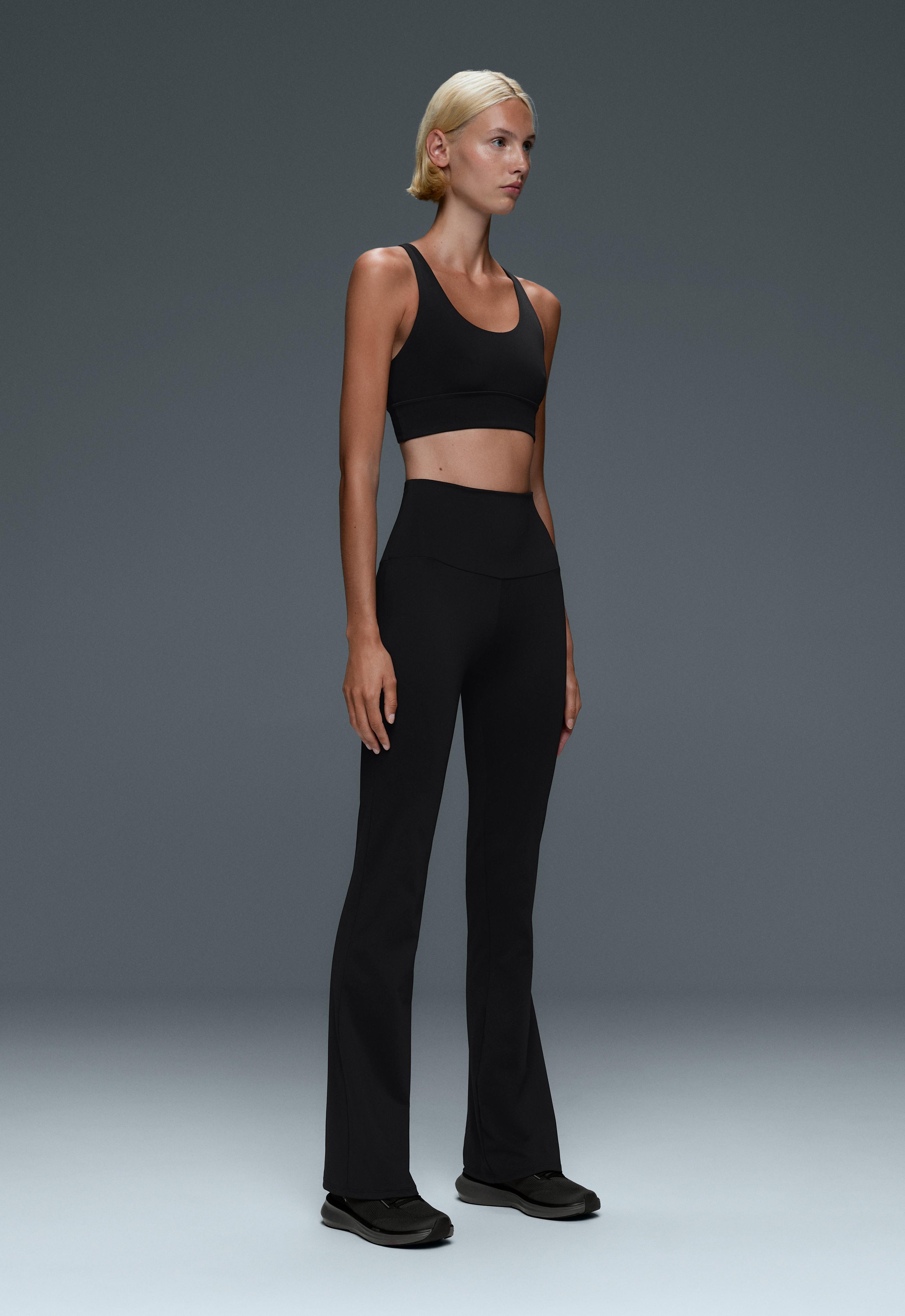 Super high rise Comfortlux flare trousers — BLACK