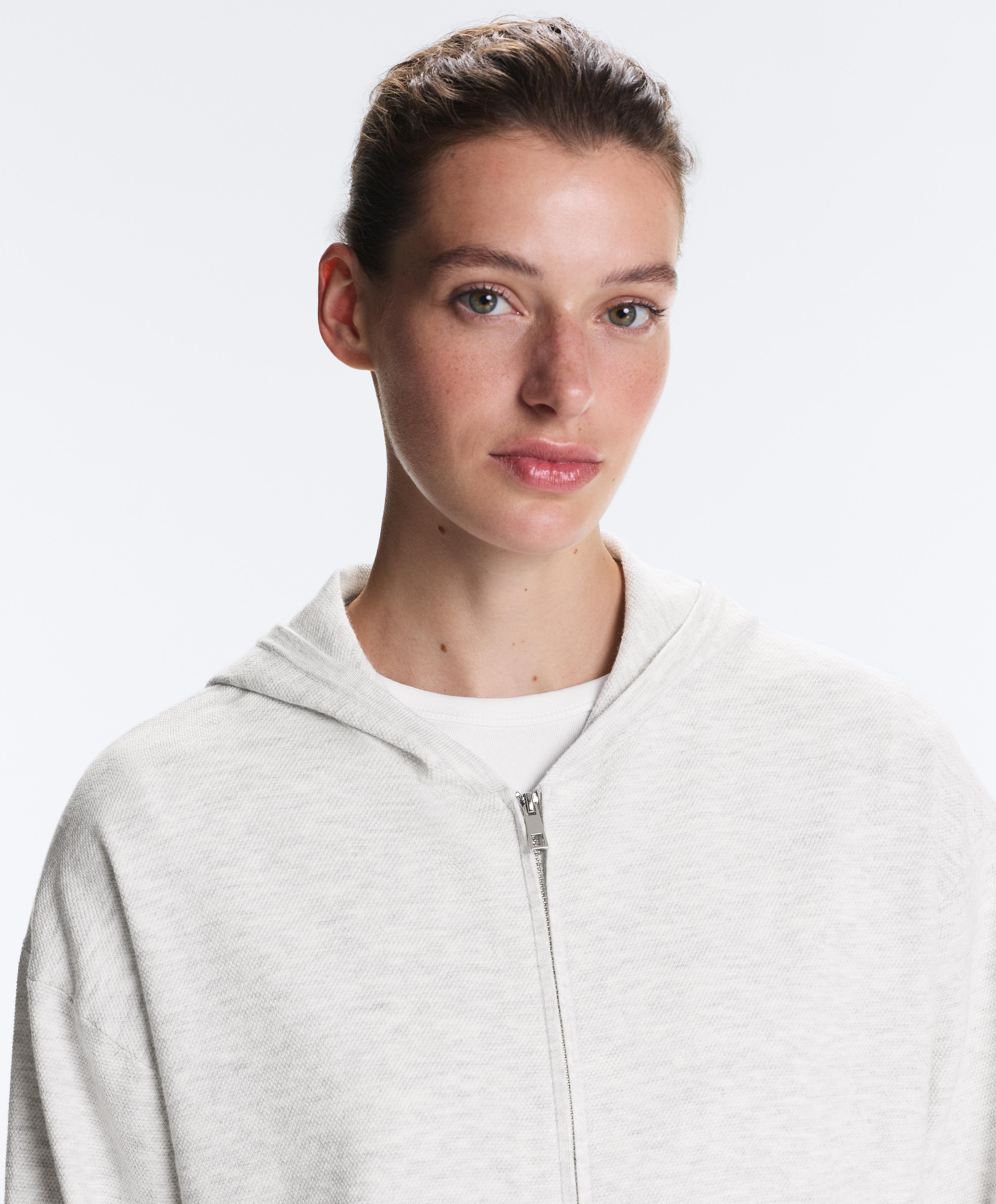 Knit hooded jacket — PALE GREY MELANGE