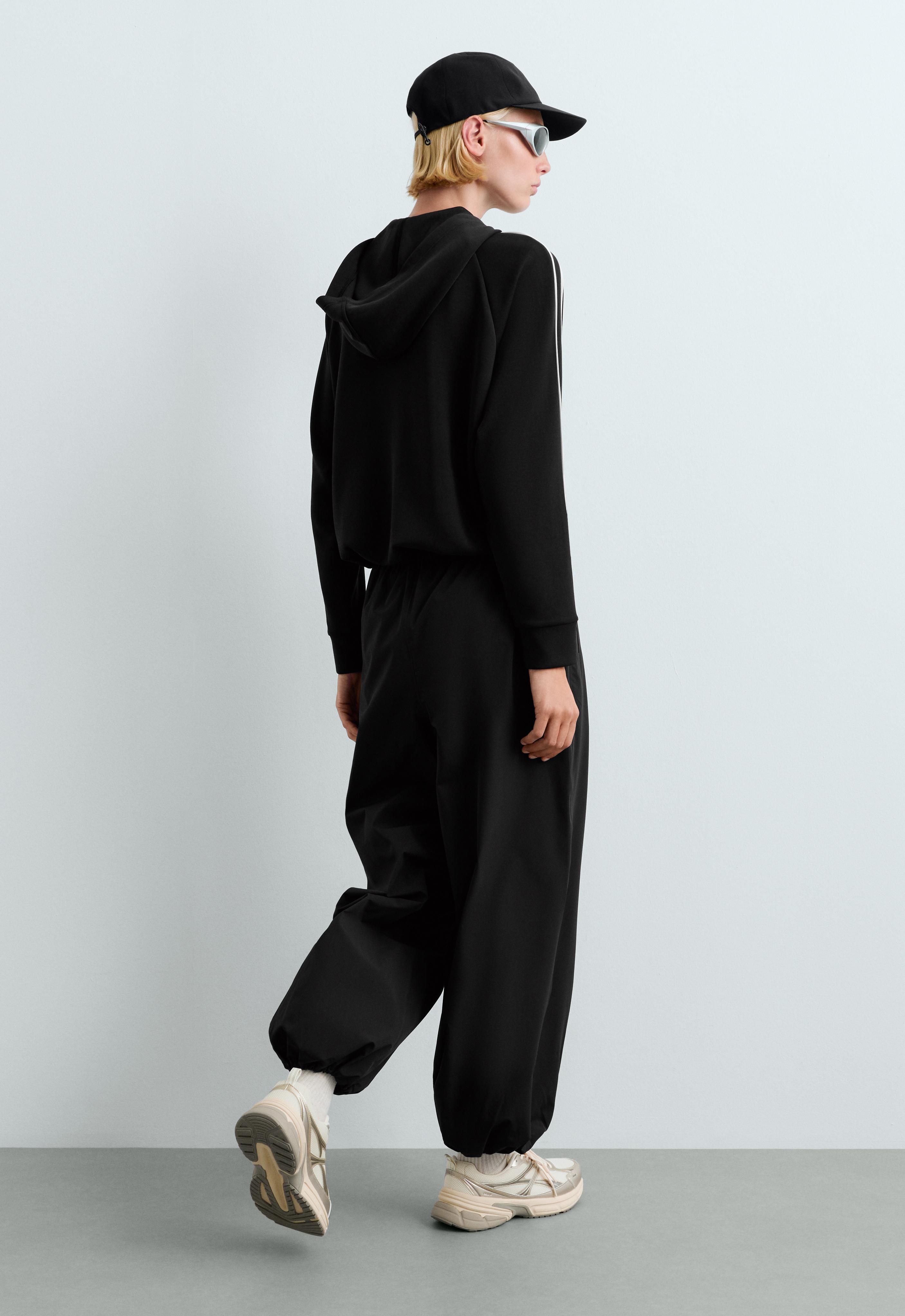 Hooded jacket with modal — BLACK