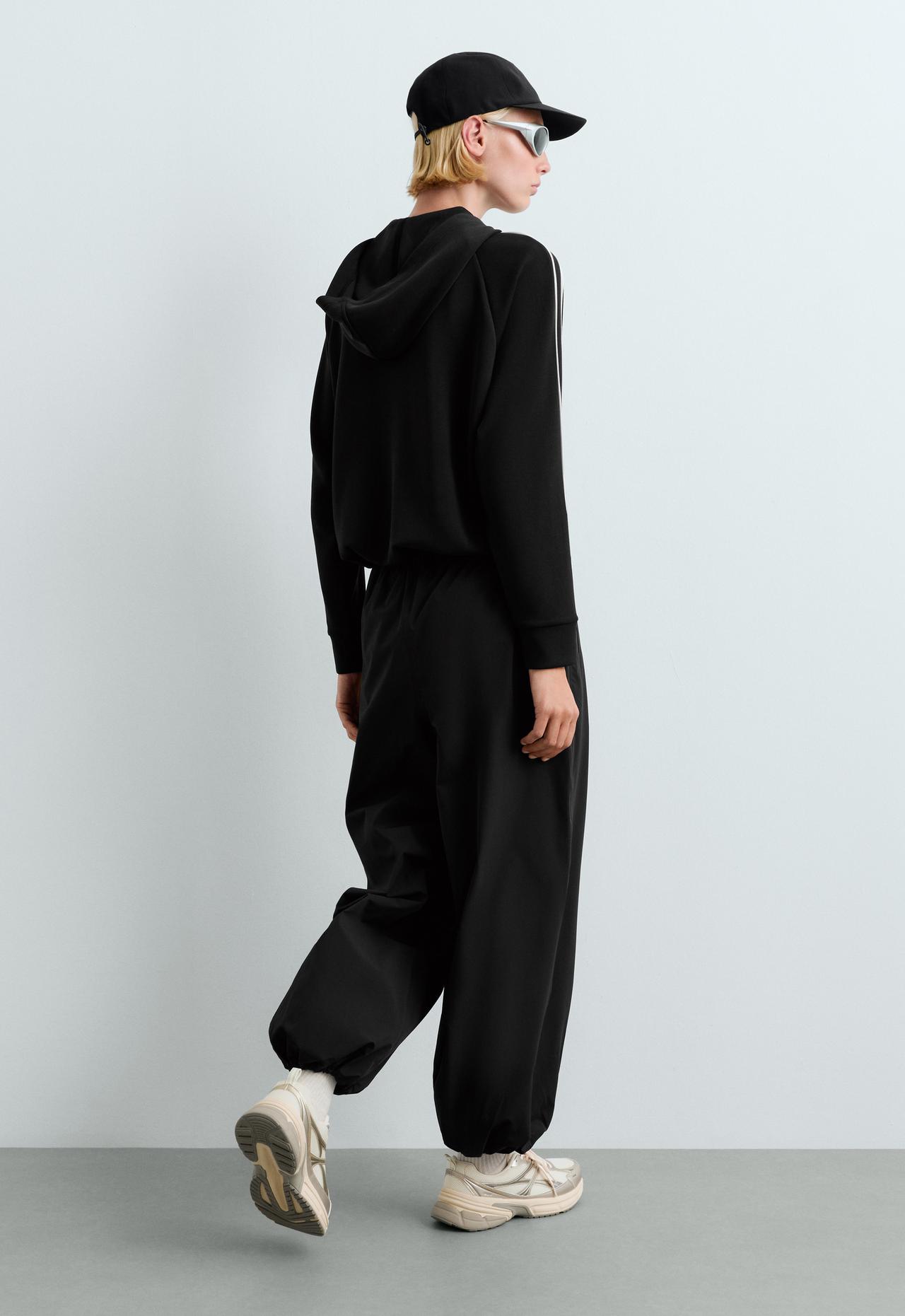 Hooded jacket with modal — BLACK