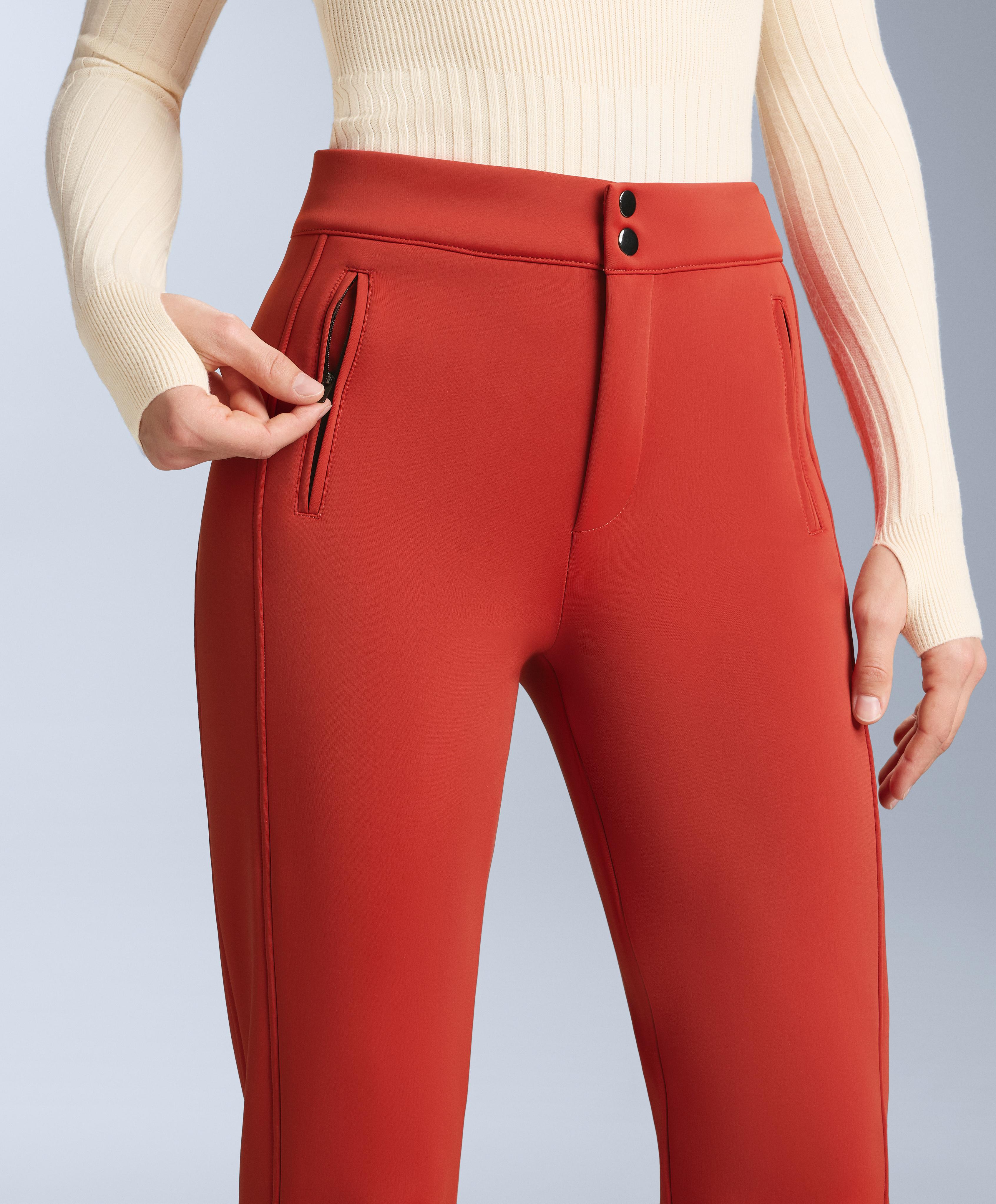 Water-resistant flare stretch SKI trousers — BRIGHT BURNT ORANGE 