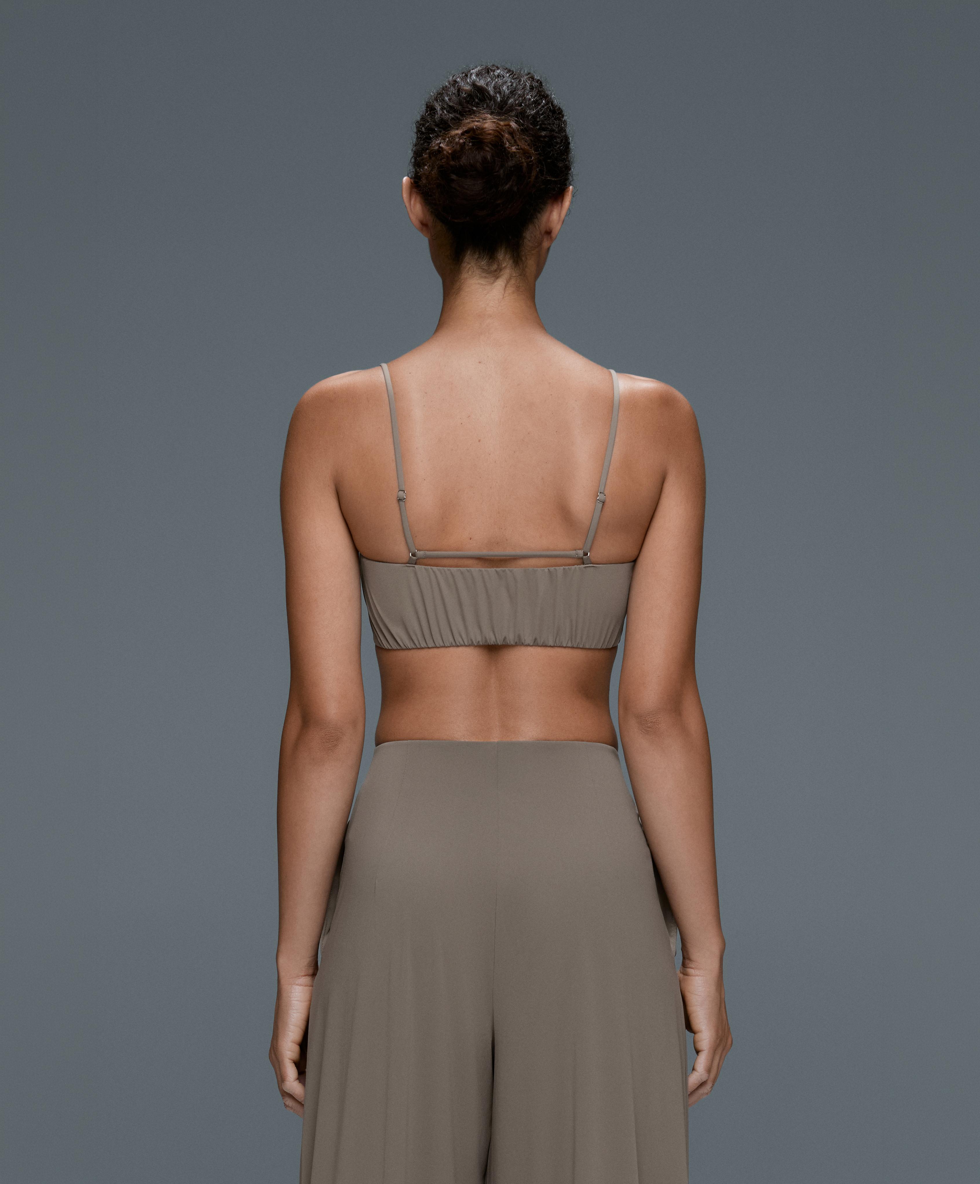 Light Touch ruched low-support bra — KHAKI-GREY