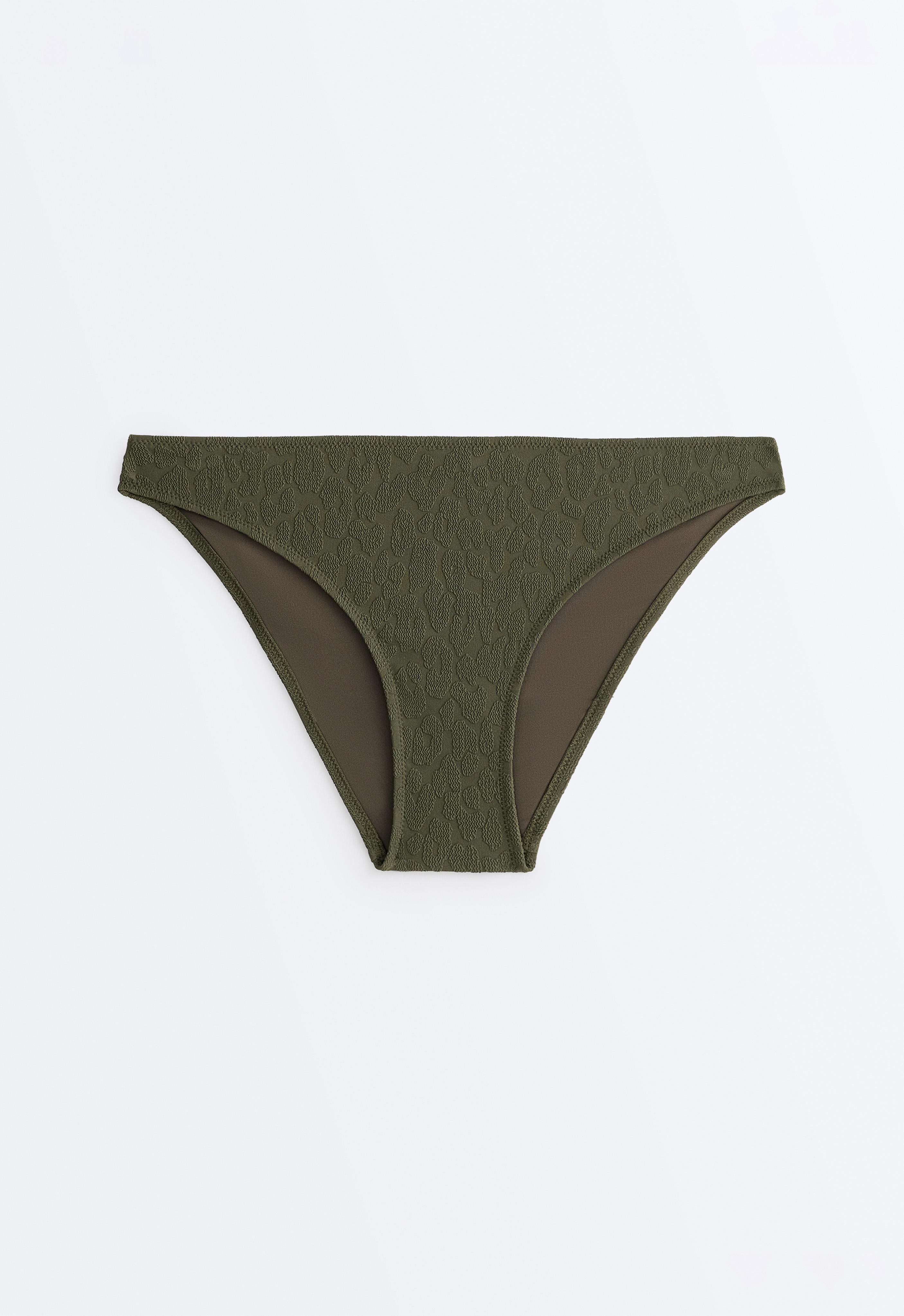 Textured leopard classic bikini briefs — DARK KHAKI