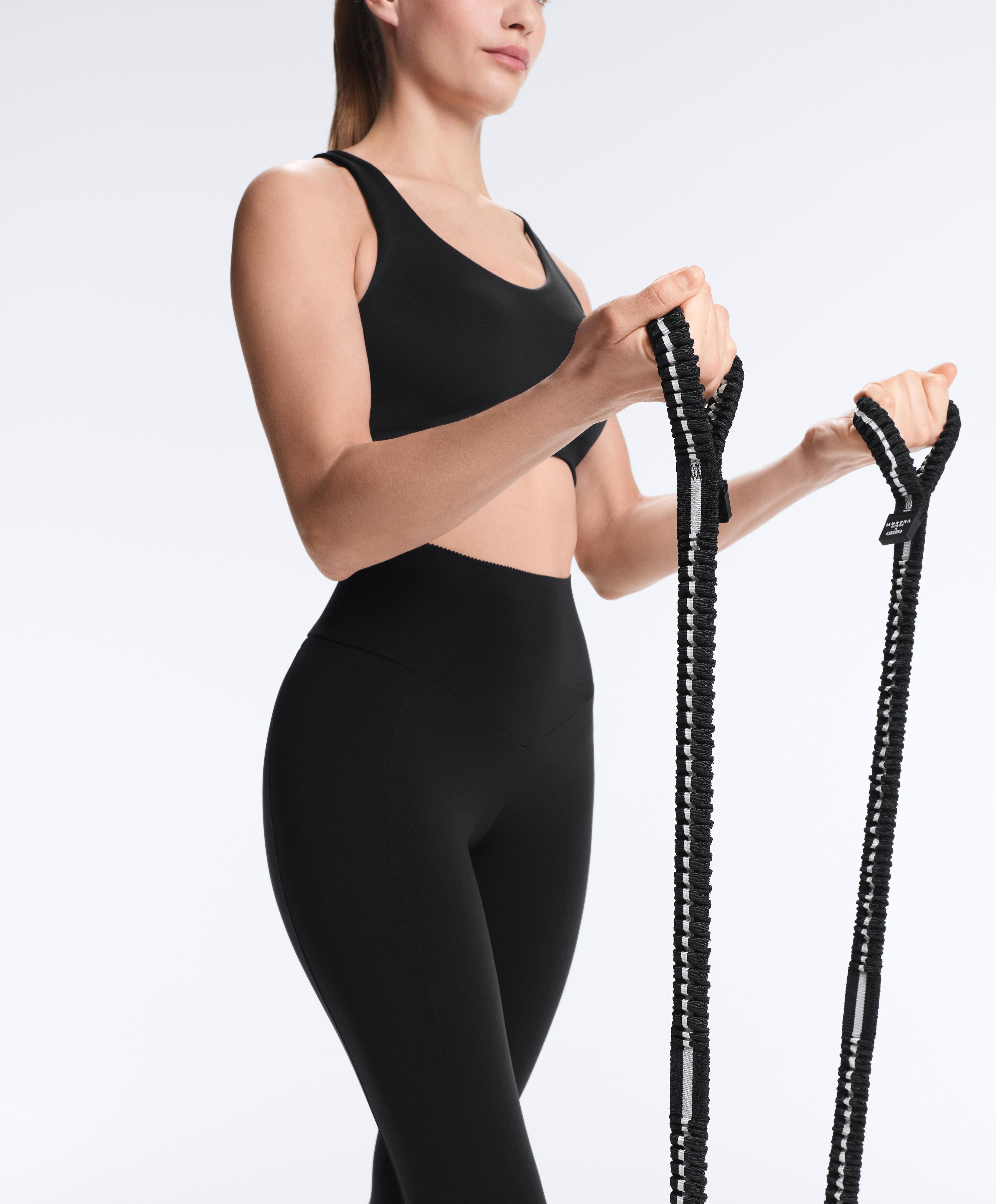 Compressive high-waisted pocket ankle-length leggings — BLACK