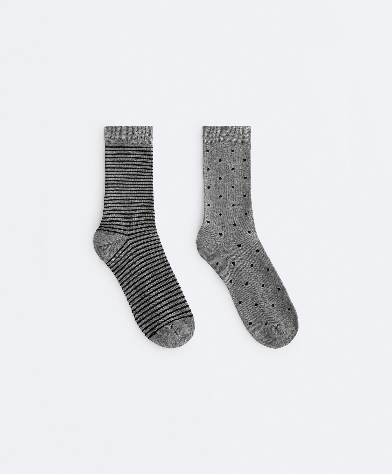 2 pairs of classic 55% modal 10% cashmere socks — MOTTLED GREY MELANGE