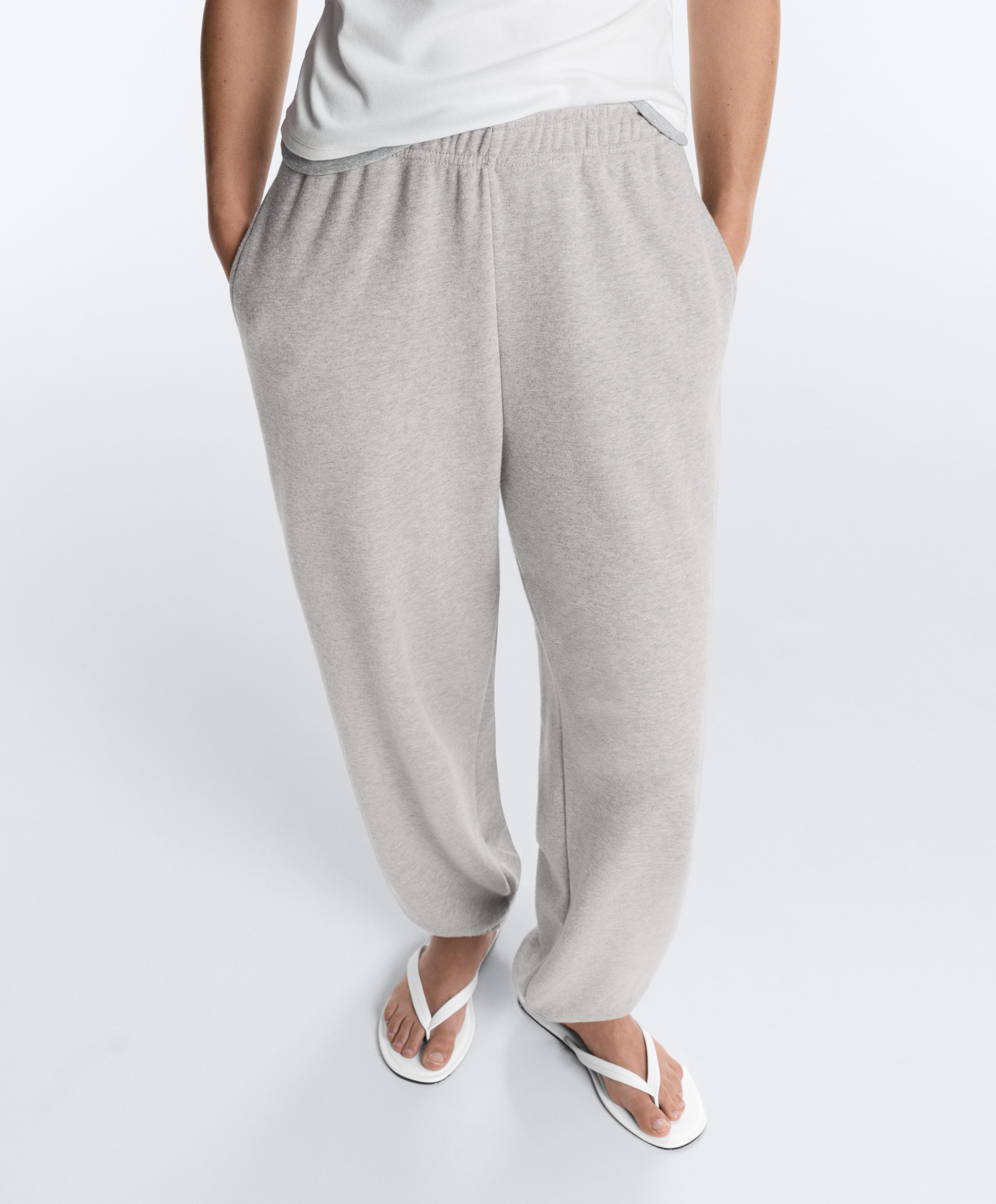 Marl fleece joggers — MID-GREY MELANGE