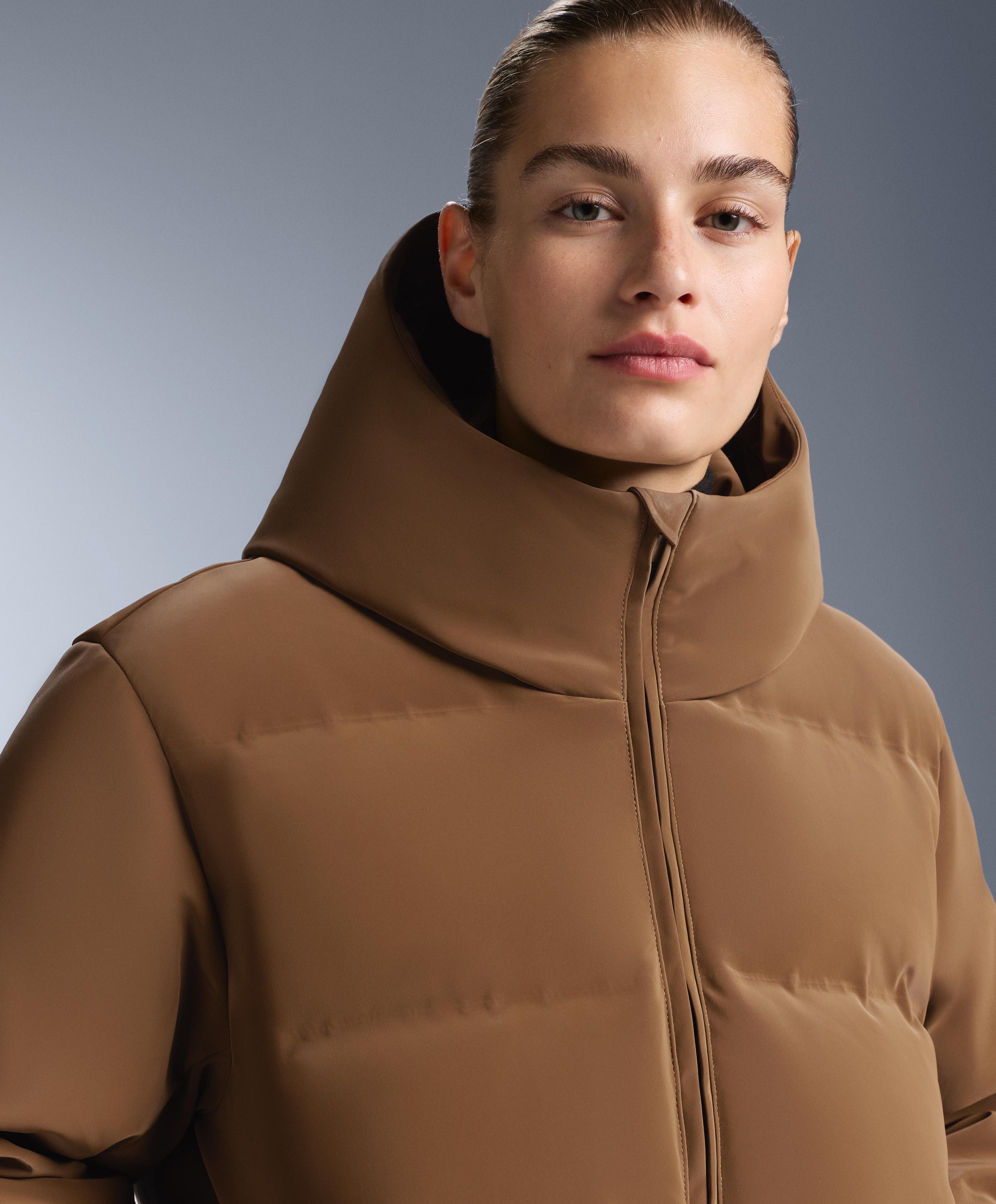 Satin padded jacket 80% down and 20% feather MINARDI PIUME SKI water-resistant — HONEY