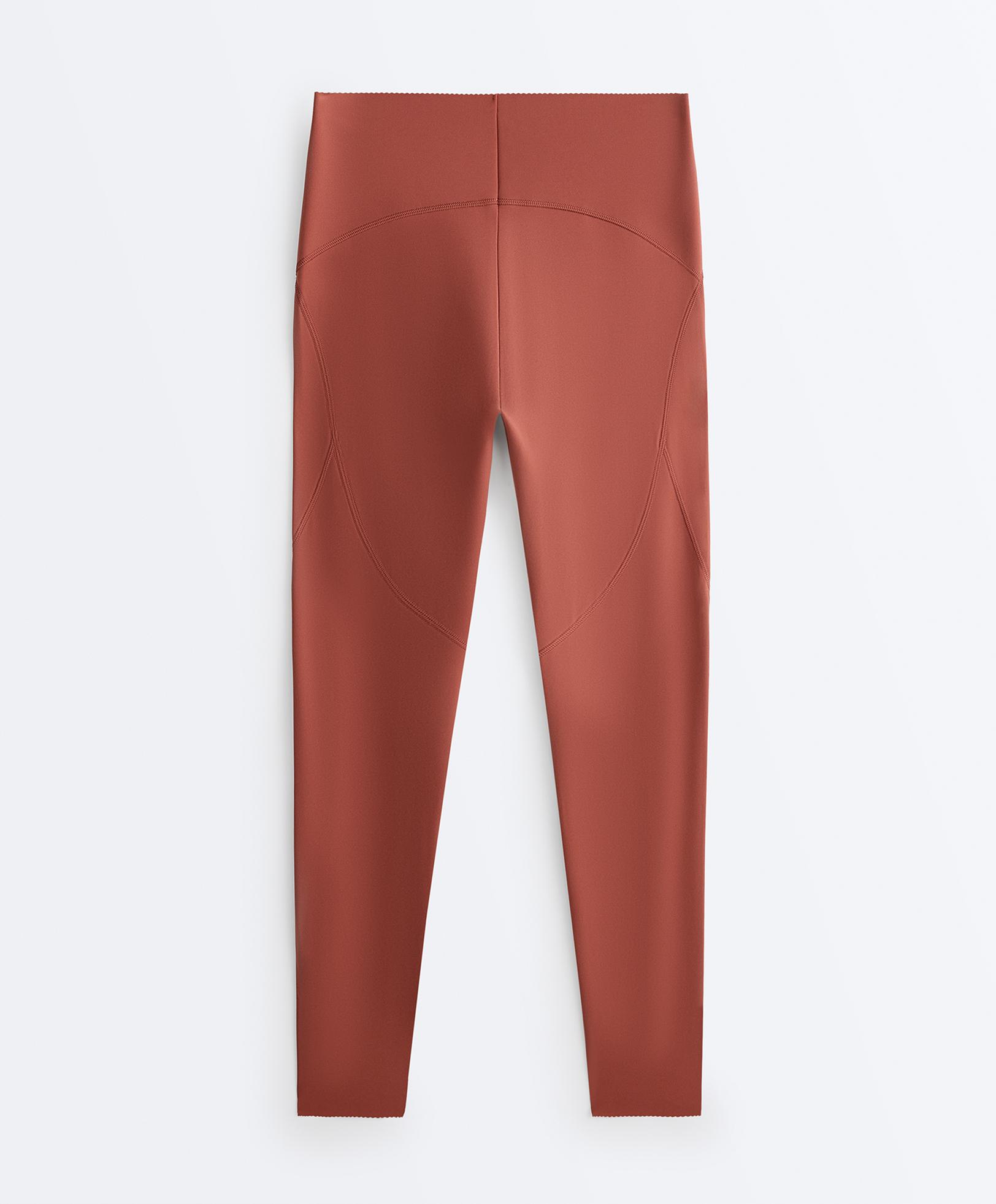 Basic compressive high-waisted ankle-length leggings — WASHED TERRACOTTA