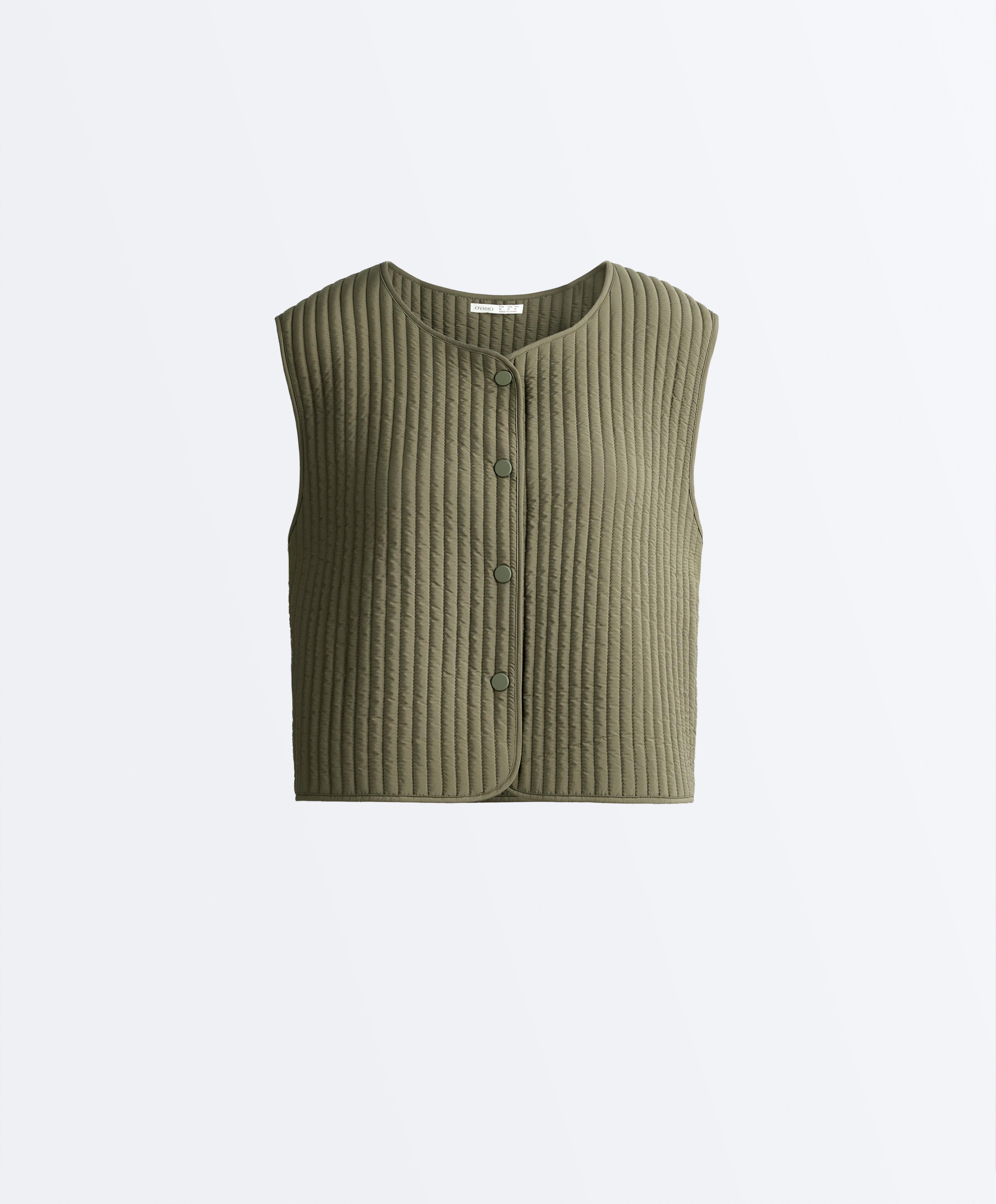 Thin padded nylon gilet — KHAKI
