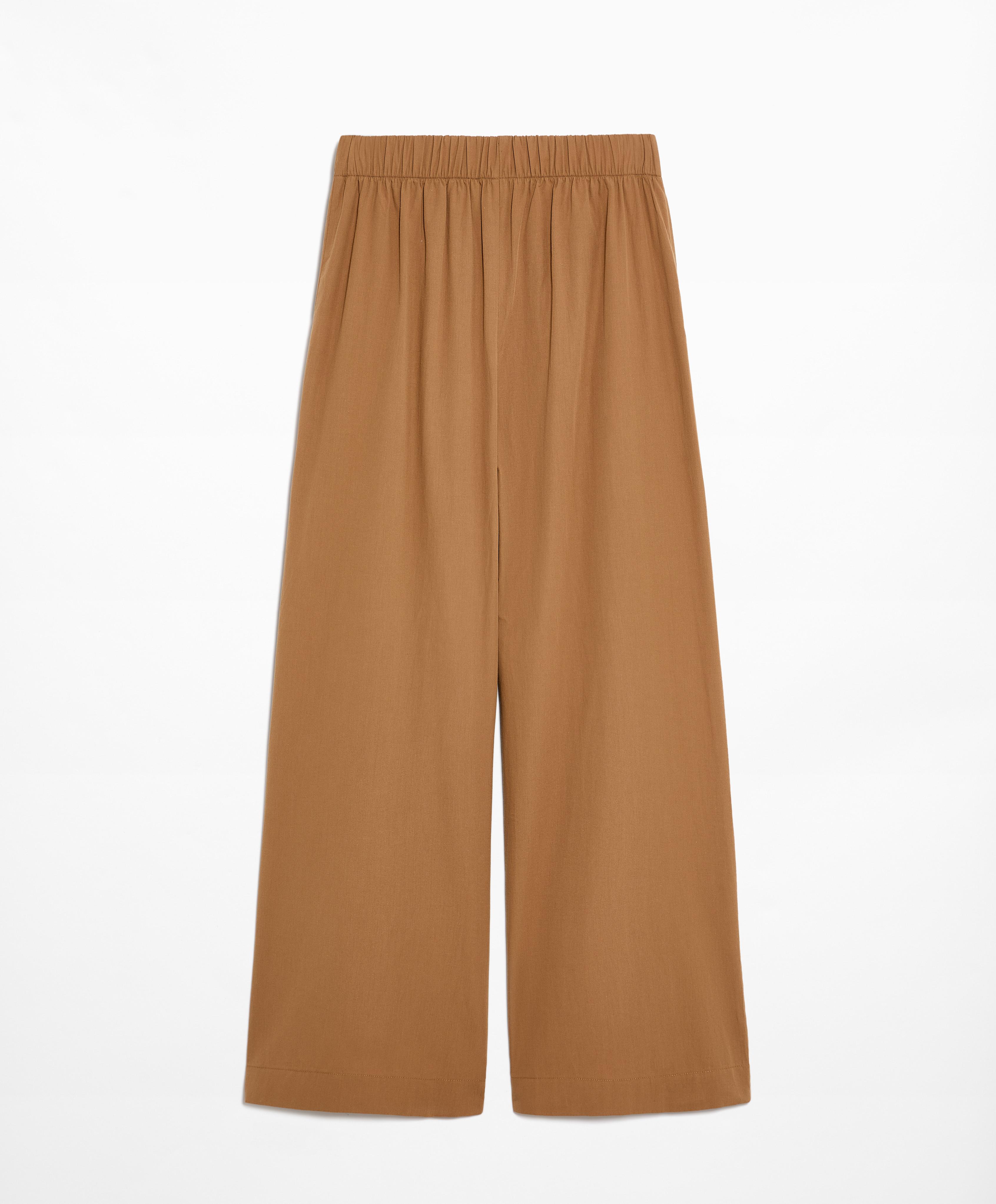 100% cotton poplin wide-leg trousers