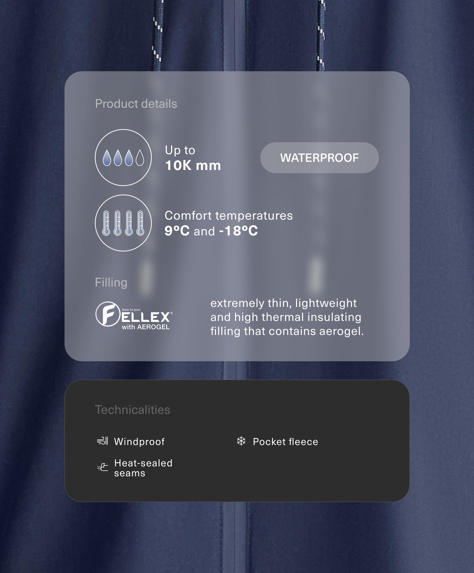 Waterdicht gewatteerd jasje 10k FELLEX® met AEROGEL - Sale