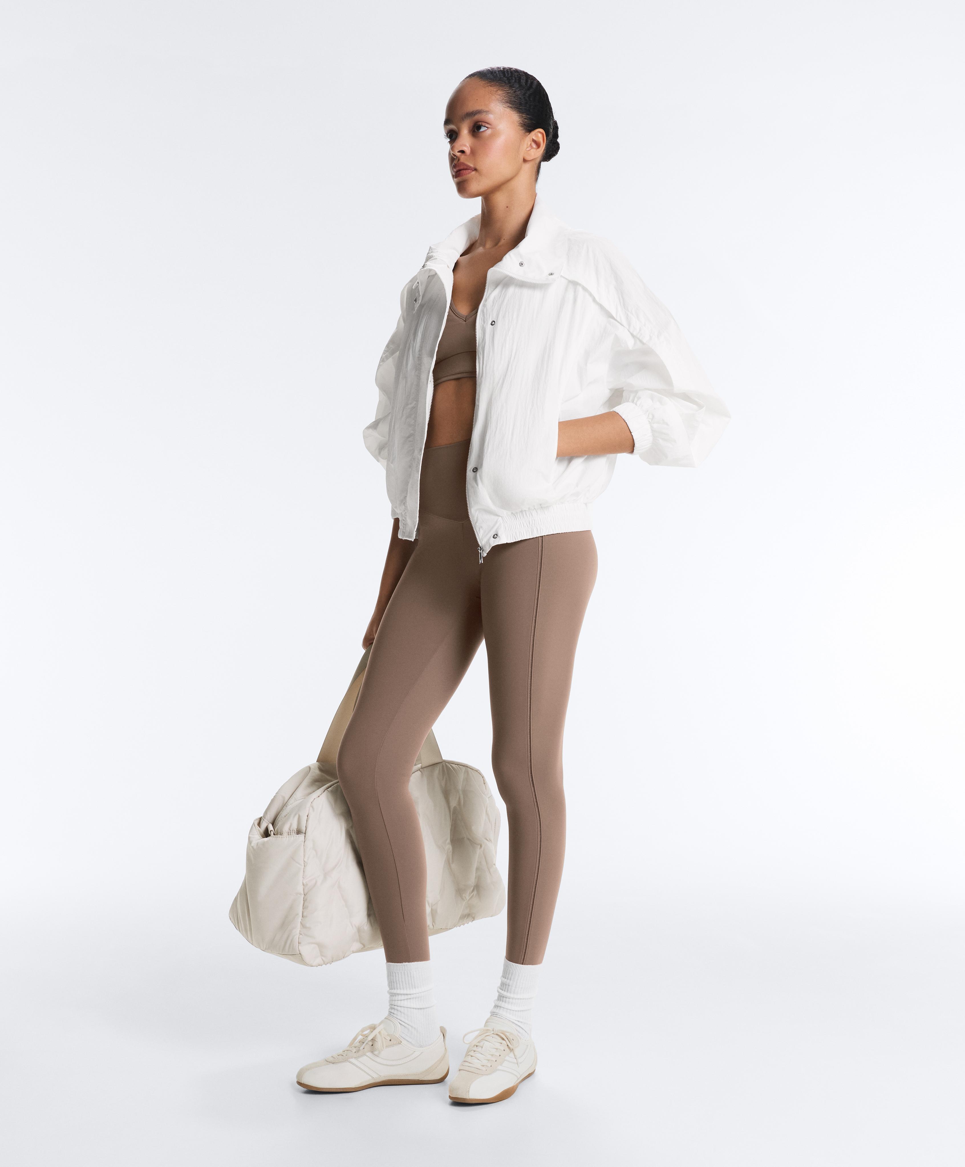 Comfortlux high-rise hemstitch ankle-length leggings — MINK