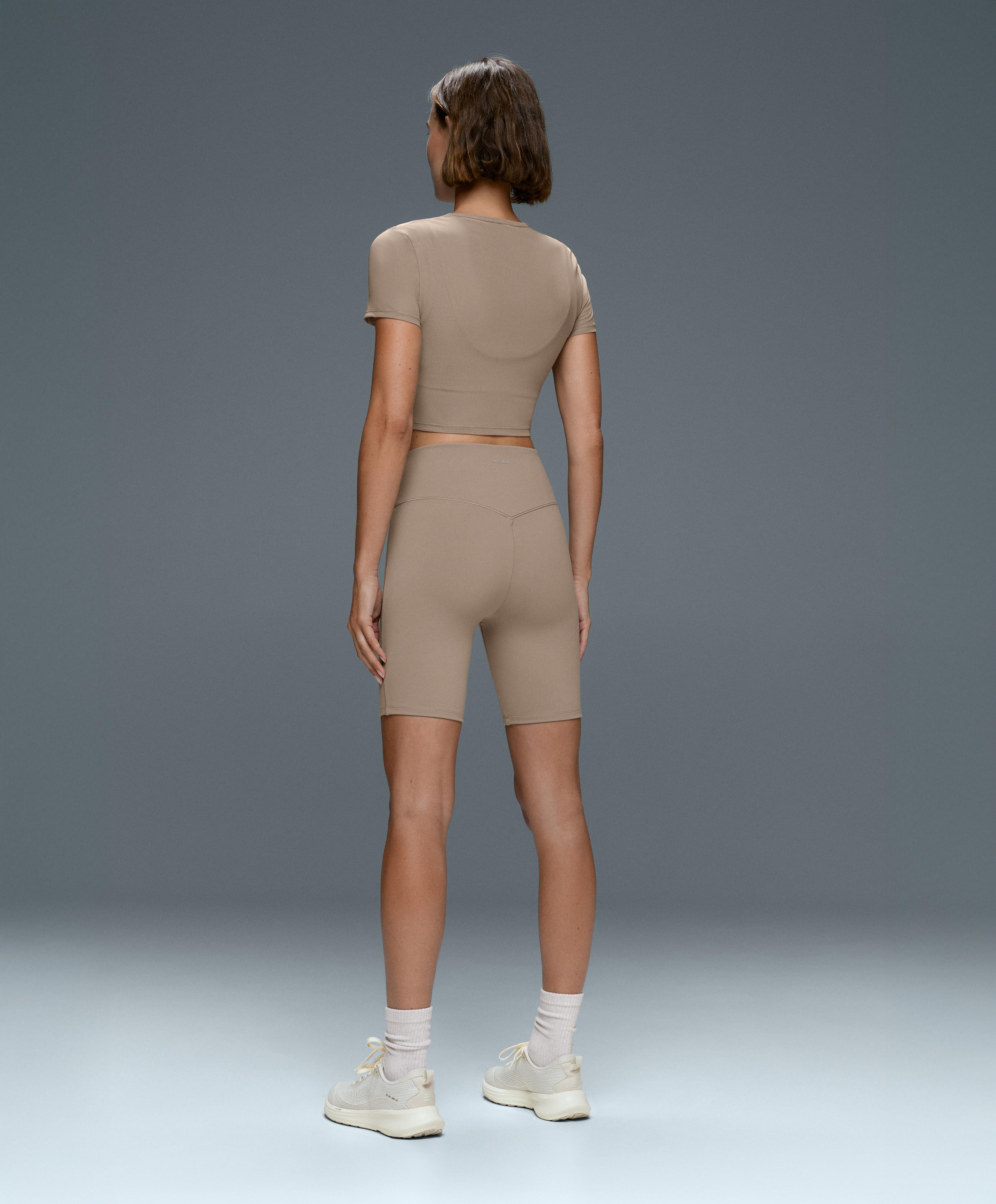 Evermove short-sleeved overlay tank top — PINK-BEIGE