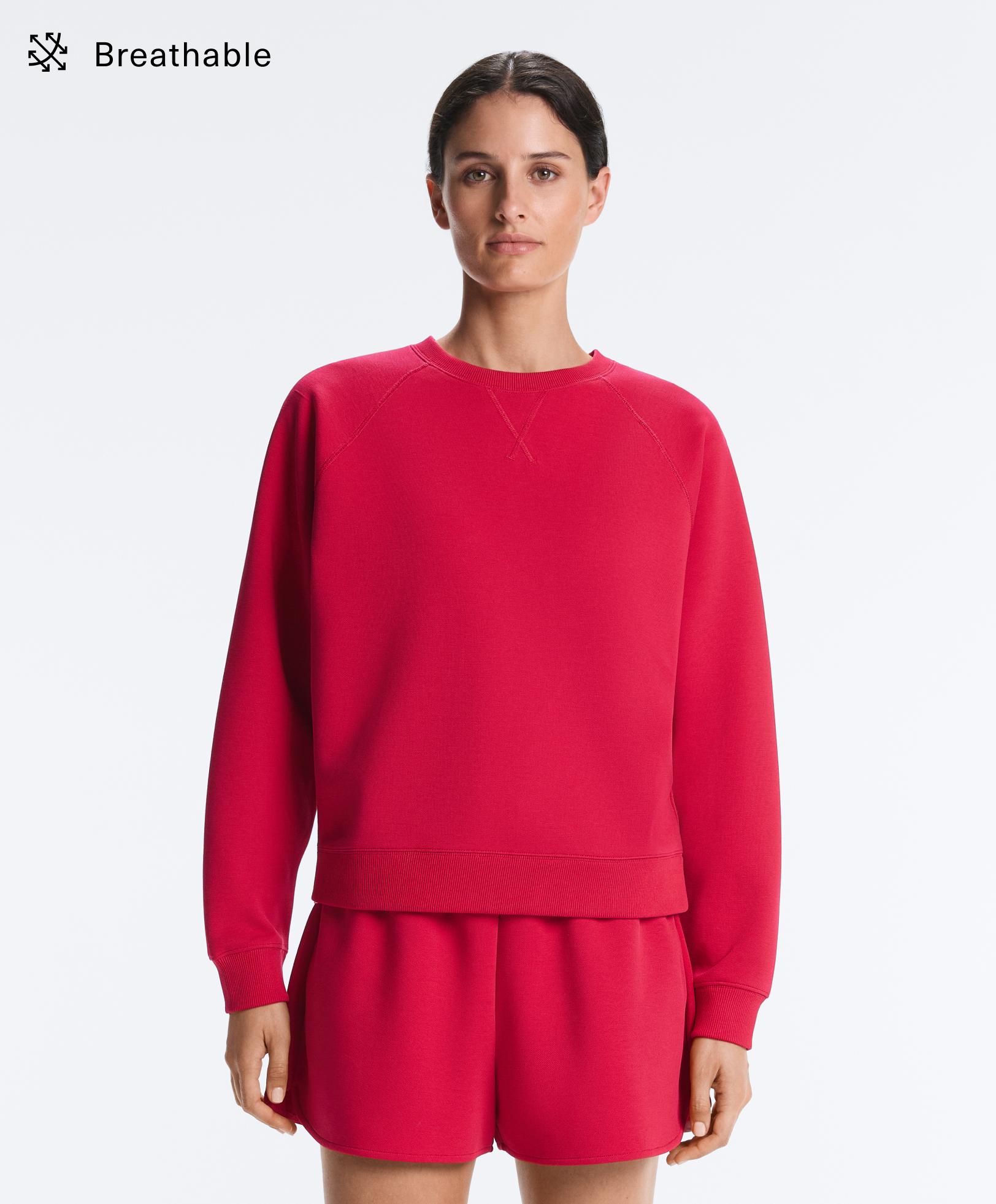 Round neck sweatshirt with piqué cotton
