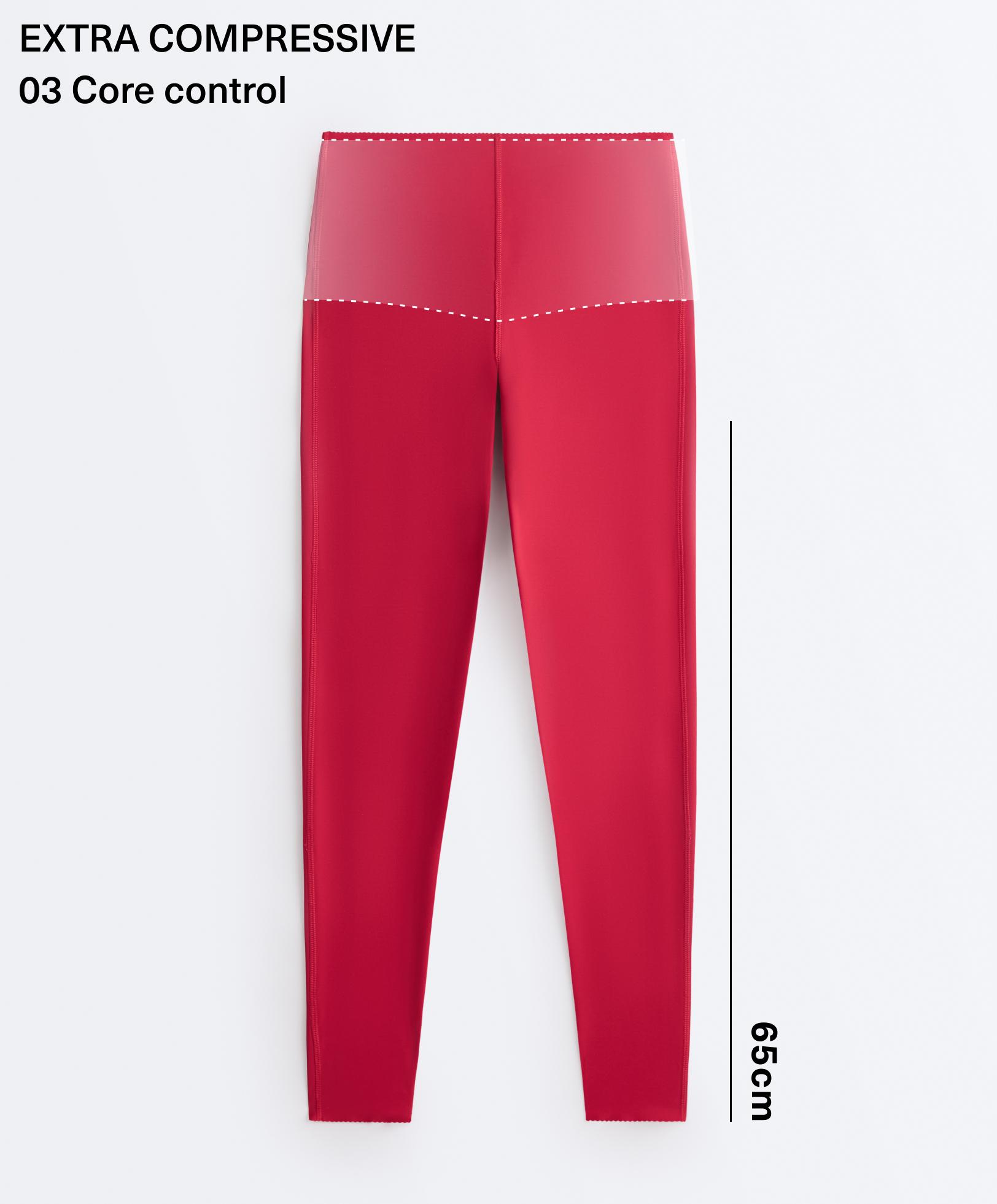 Extra-compressive core-control 65cm ankle-length leggings — RED