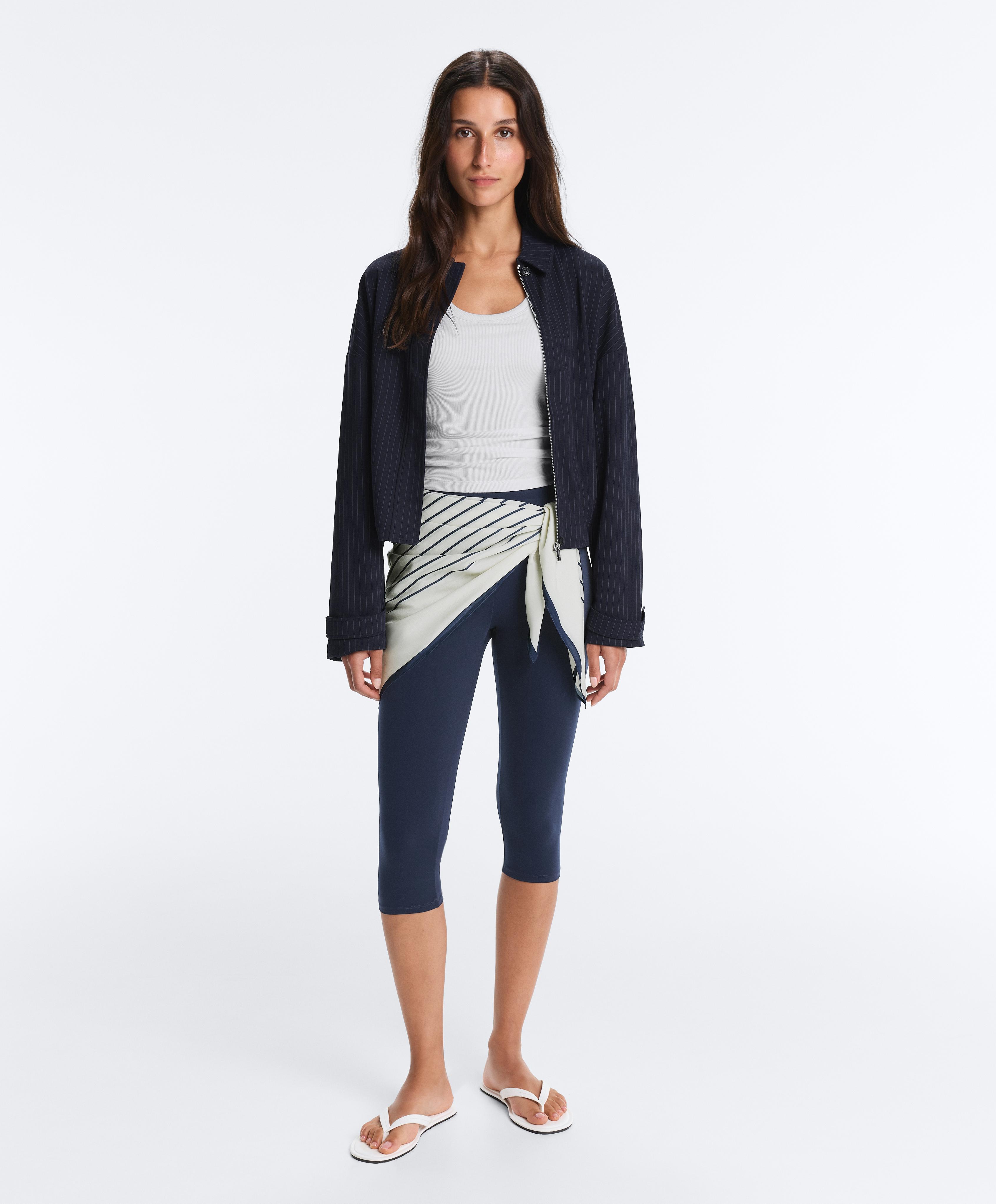 100% cotton stripe scarf — NAVY BLUE