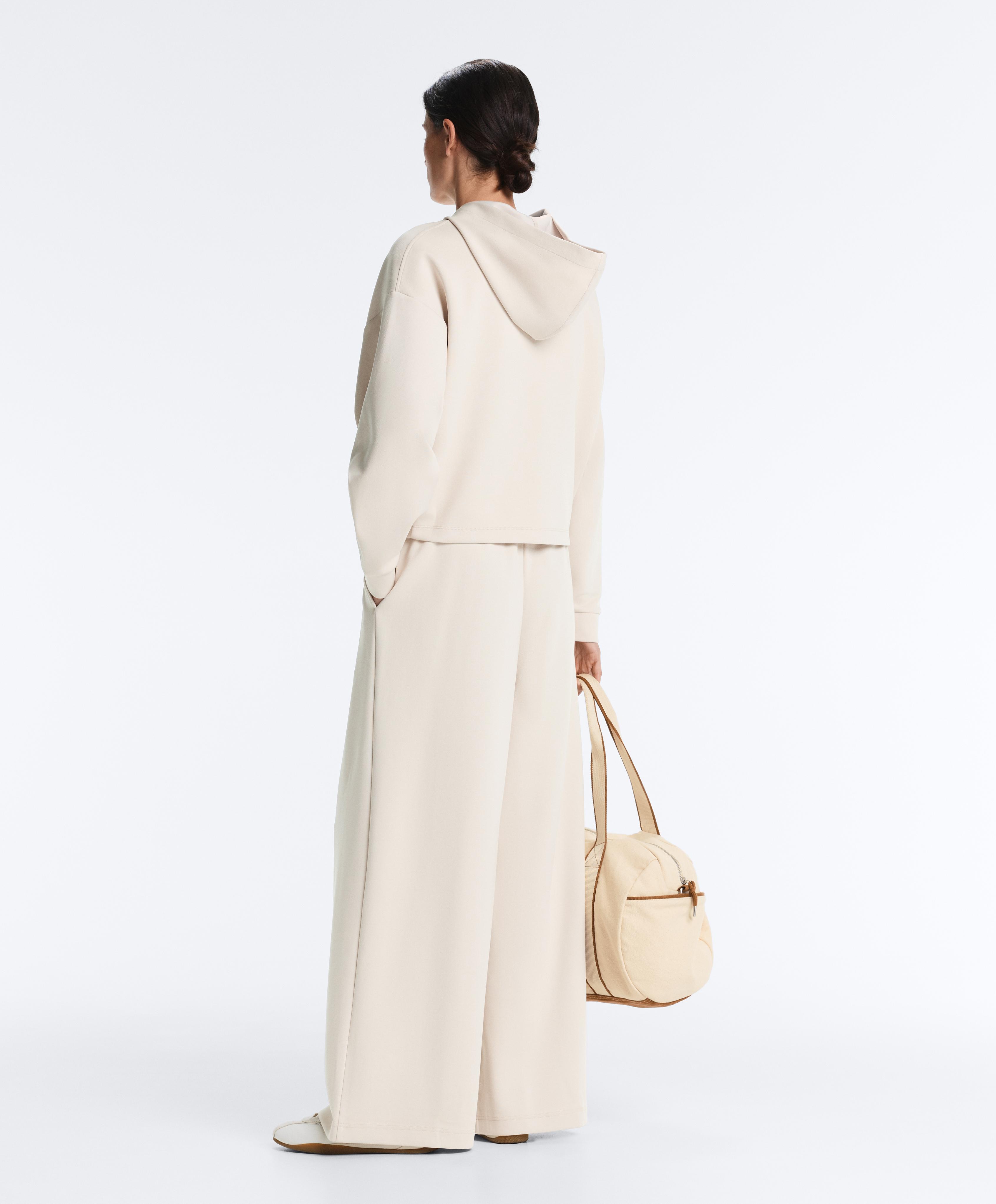 White wide leg piqué total look