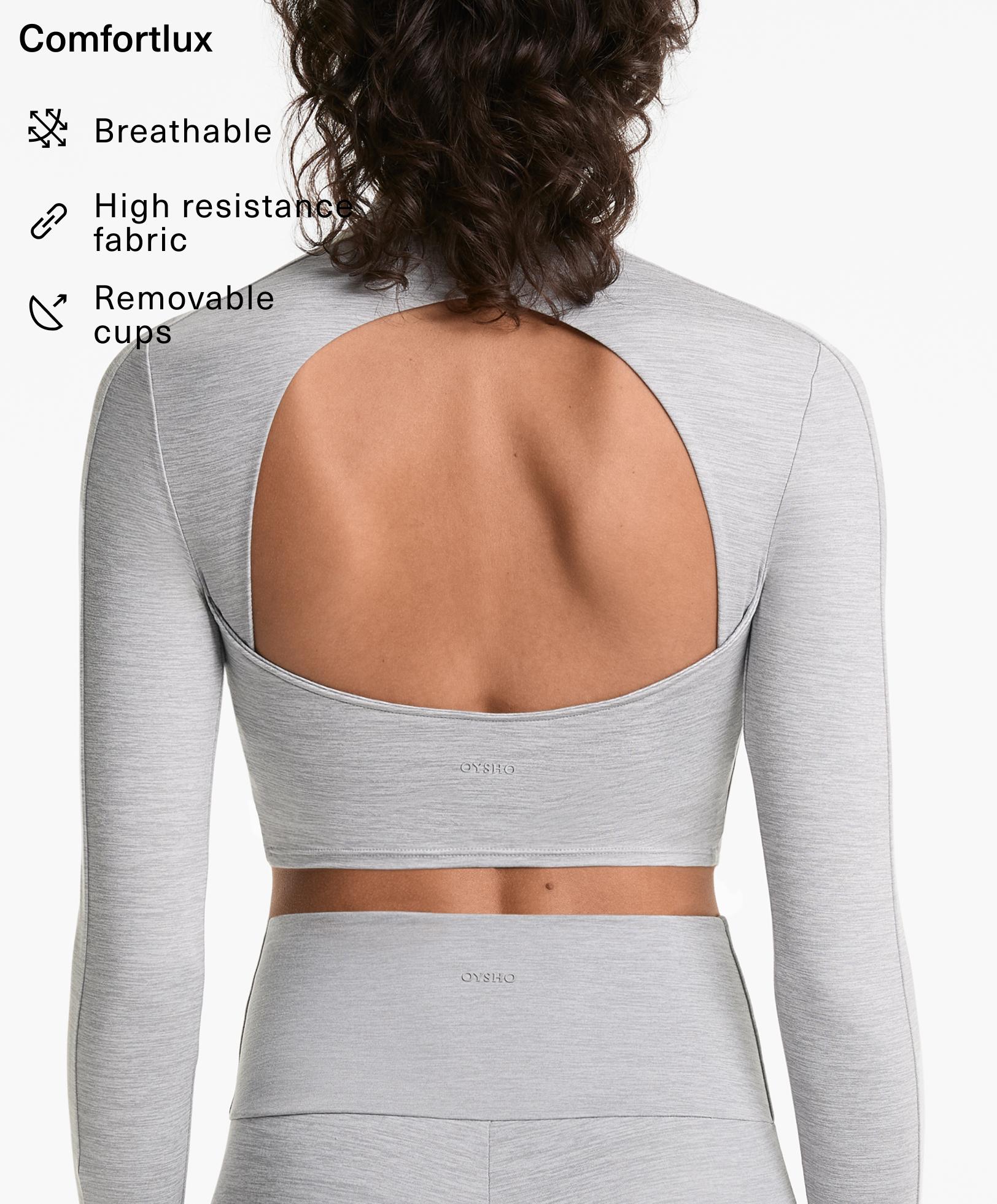 Comfortlux high-neck long-sleeved crop T-shirt