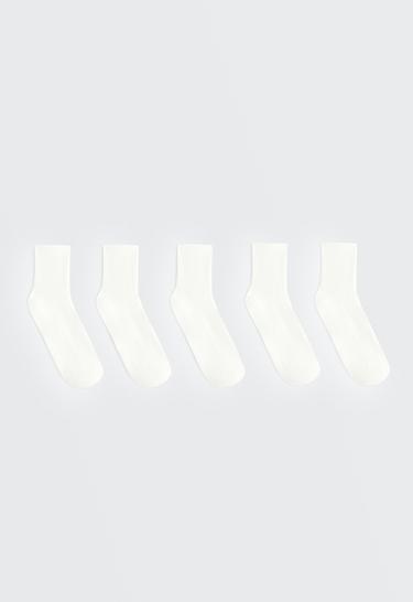 5 pairs of cotton blend quarter socks — PALE ECRU 1