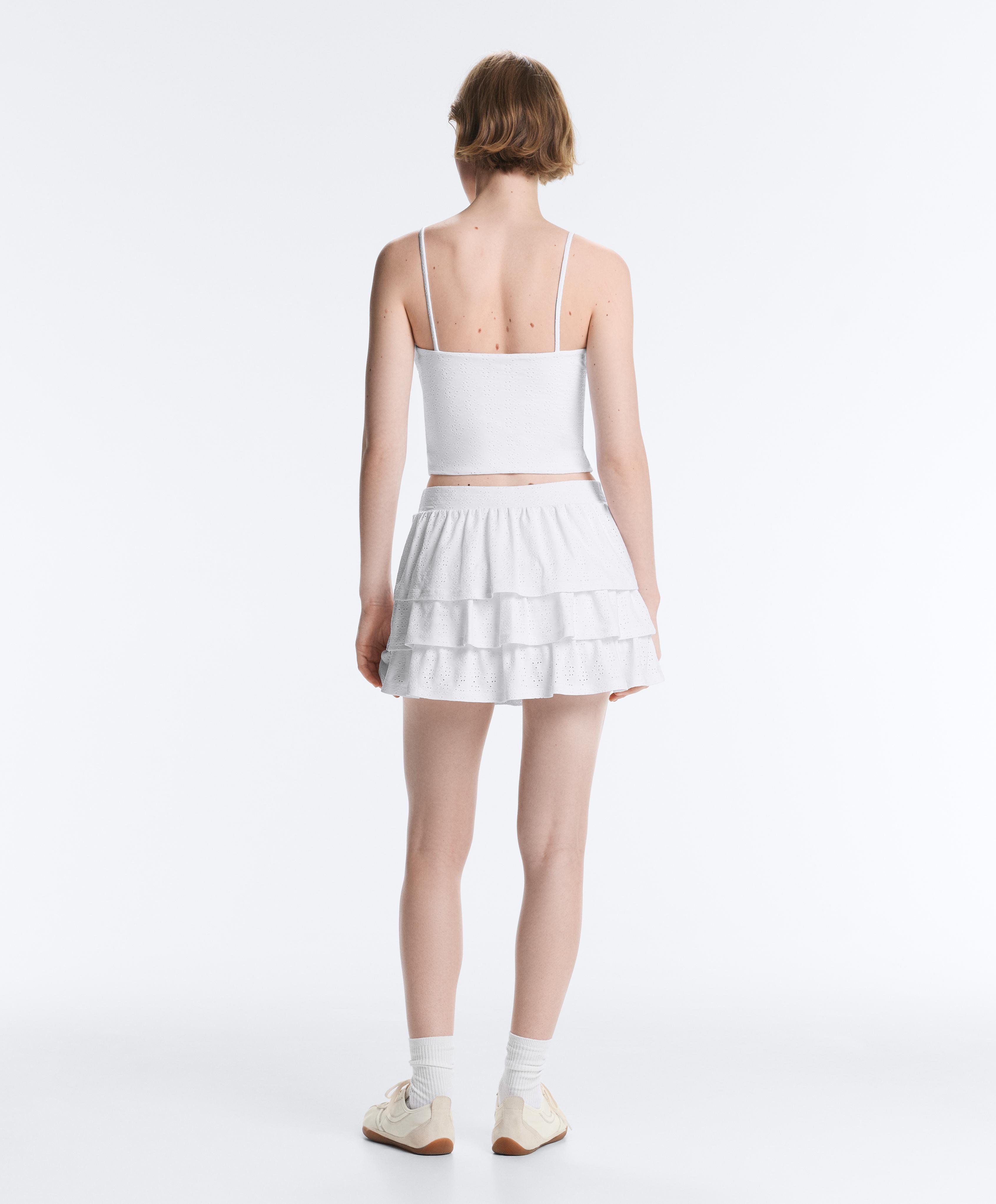 Comfortlux embroidered short skirt — WHITE
