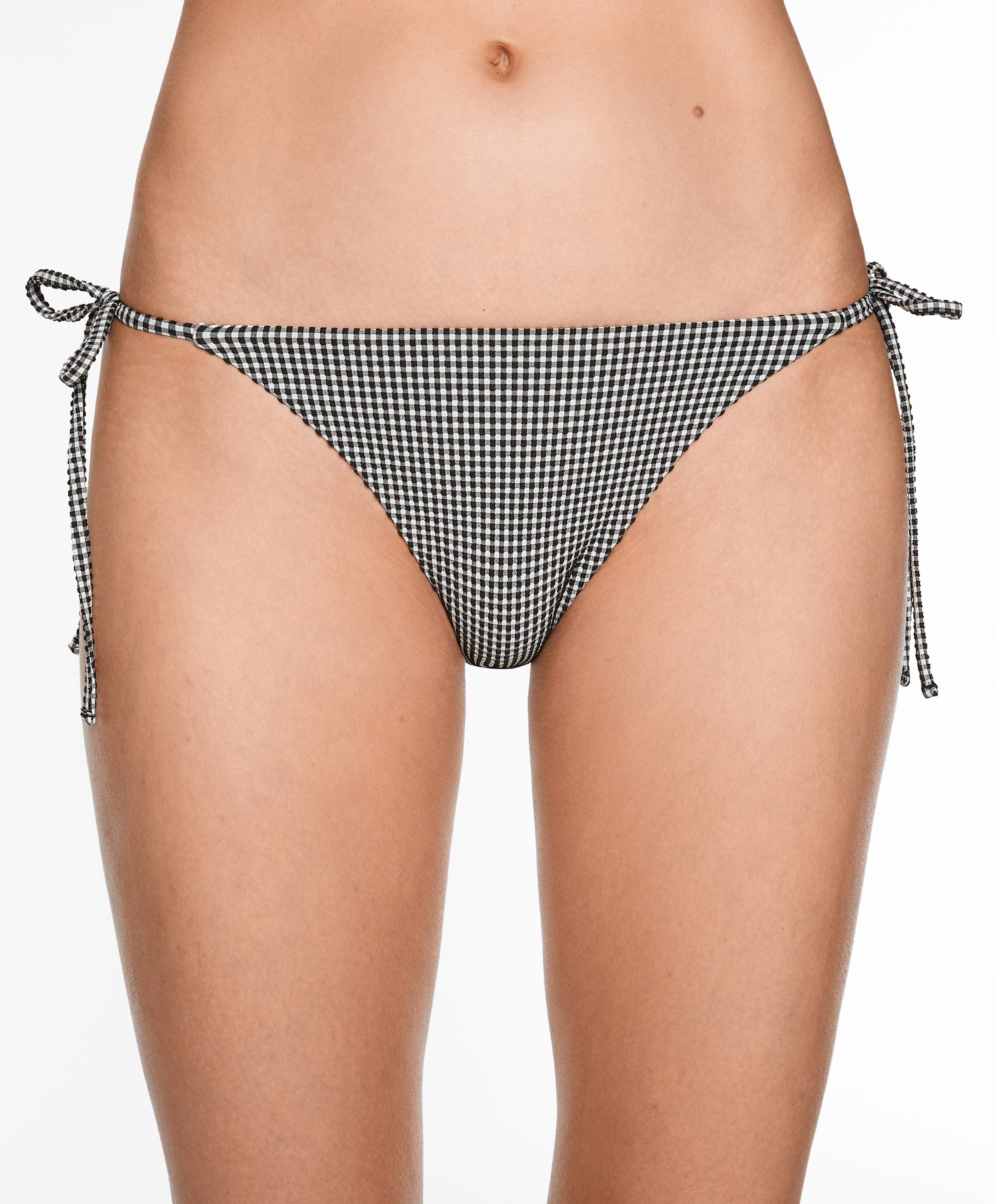 Medium-coverage gingham tie bikini briefs - Sale