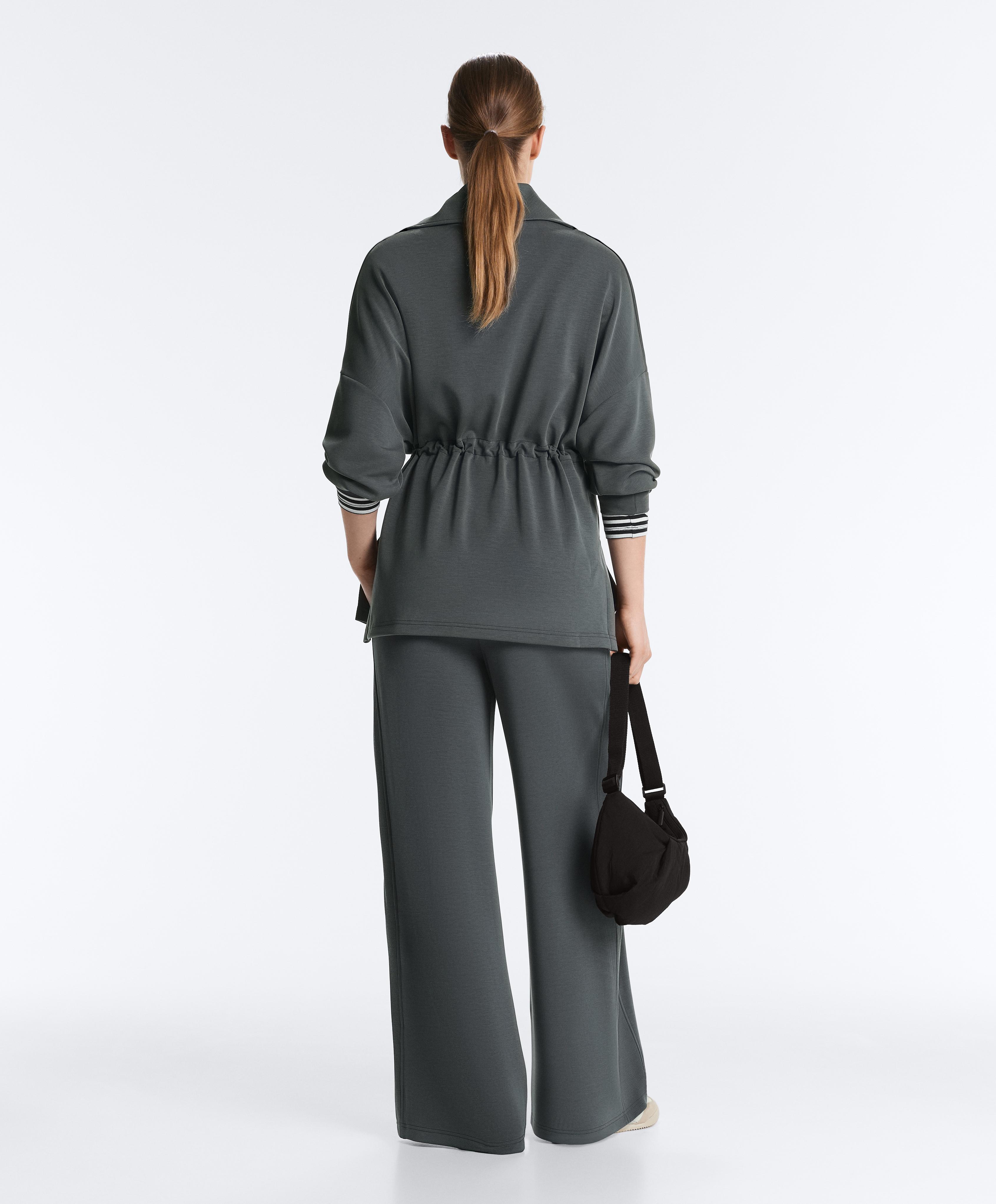 Half-zip sweatshirt with soft-touch modal — ASPHALT