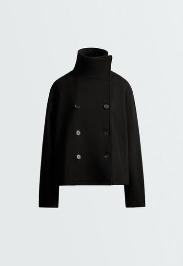 Short 6-button cotton jacket — BLACK 6