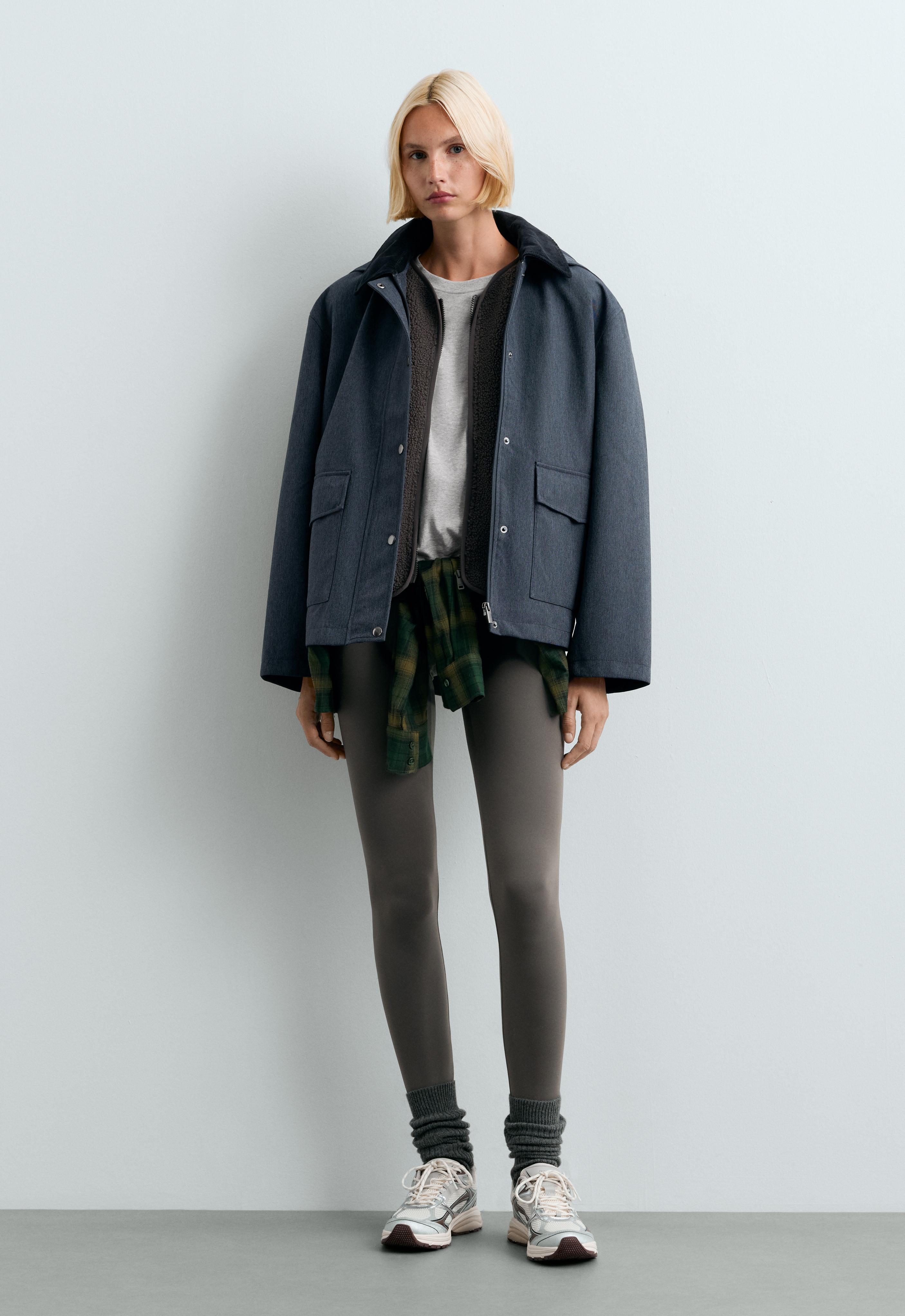Chaqueta recta impermeable 10k efecto denim