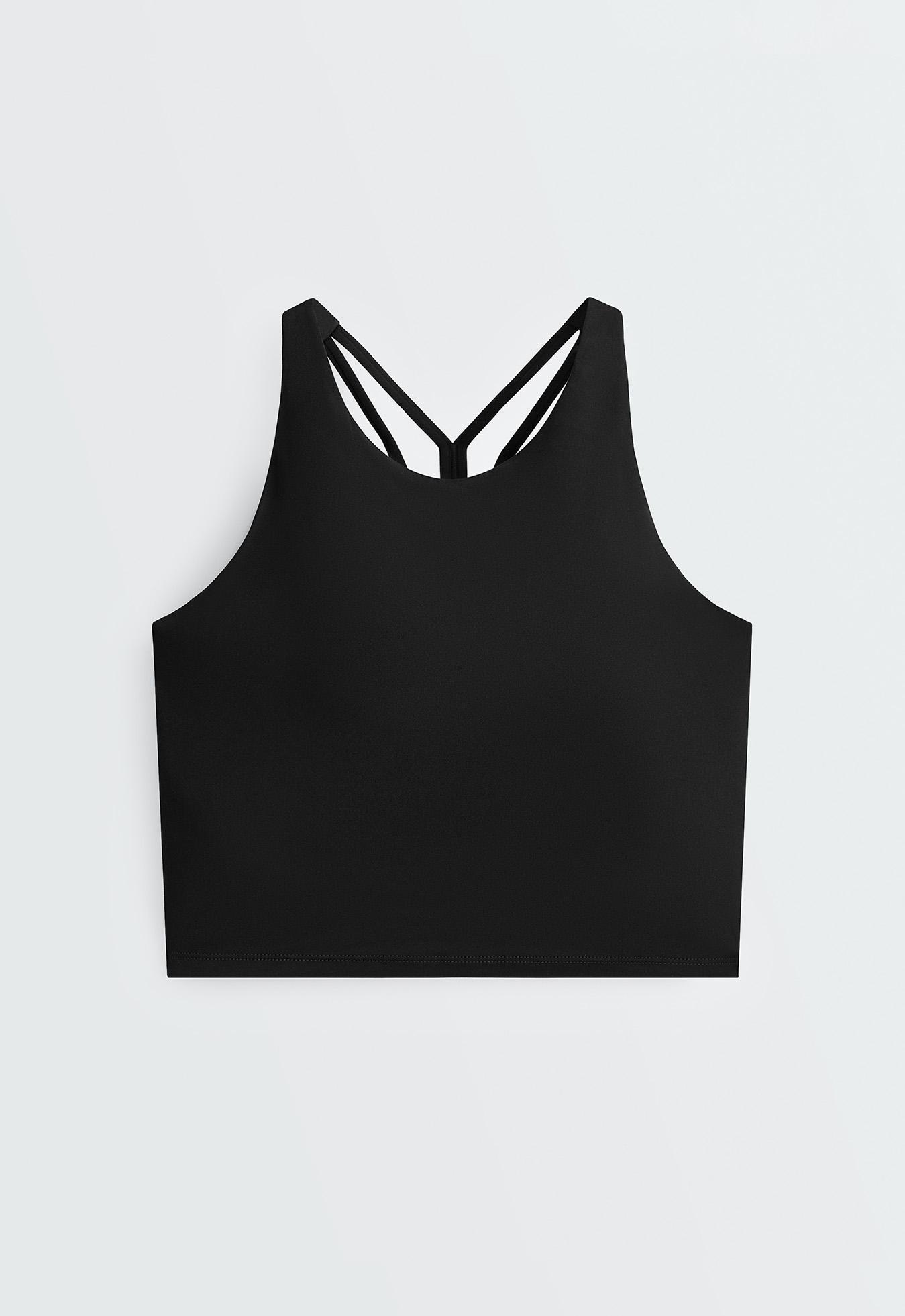 Comfortlux strappy tank top with cups — BLACK