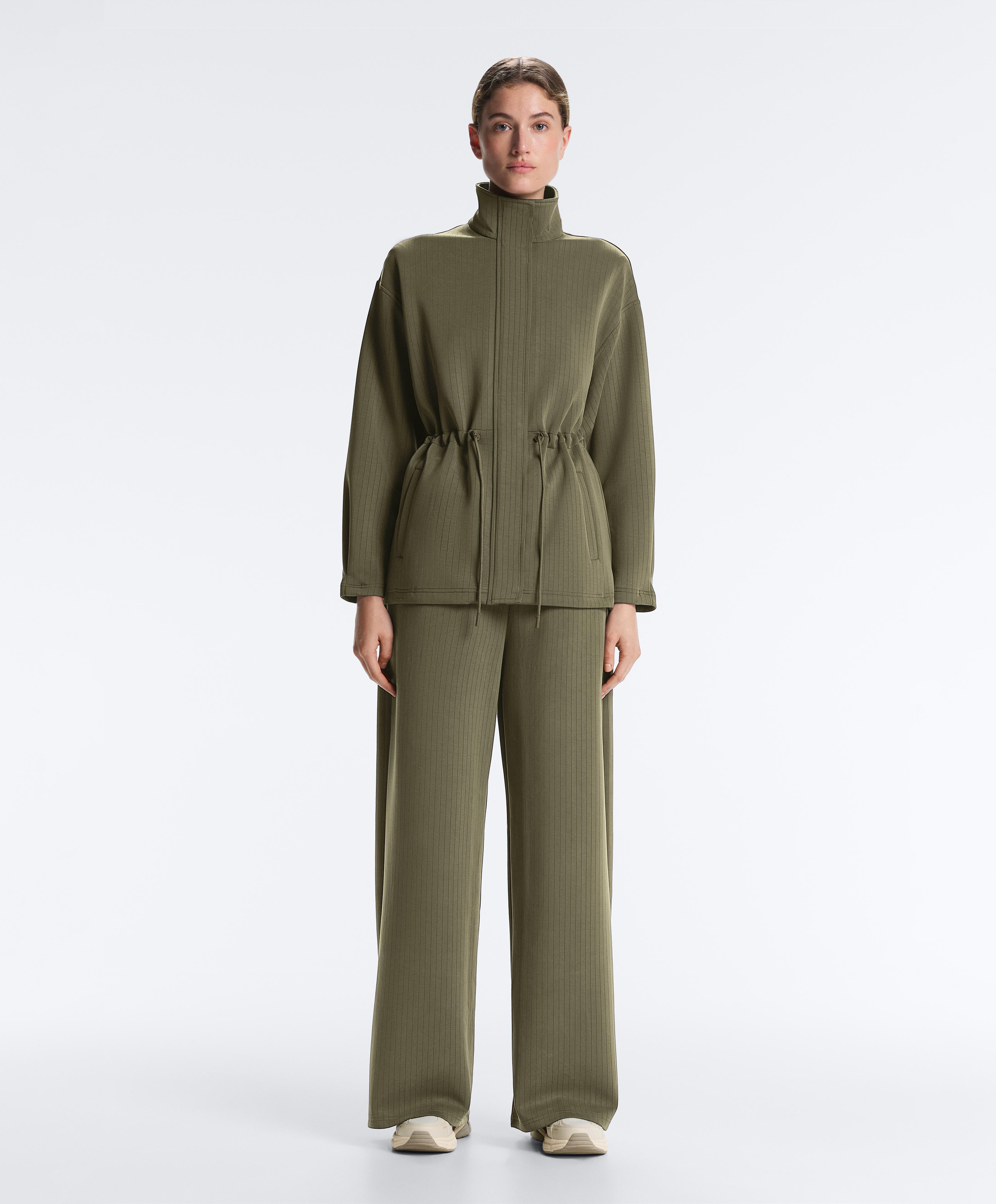 Long Utility jacket with soft-touch modal — KHAKI